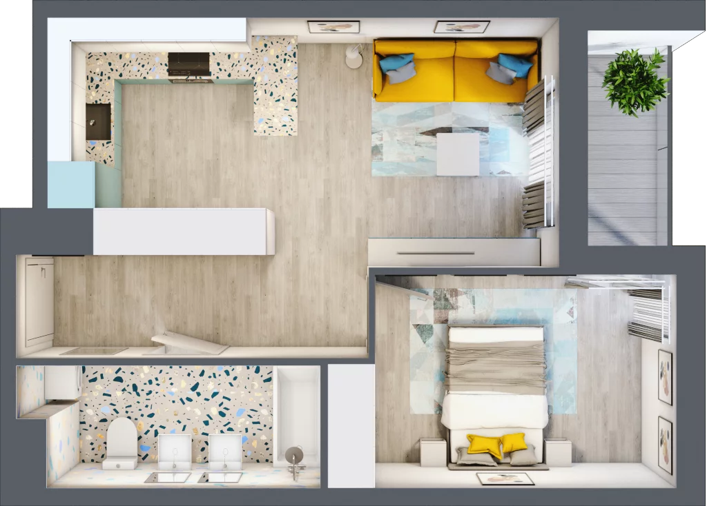 2 pokoje, mieszkanie 43,05 m², piętro 2, oferta nr E/M8, Stara Cegielnia etap II, Mielec, ul. Wojsławska 1
