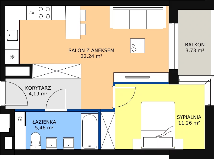 Zalety mieszkania 43.15 m², F/M49