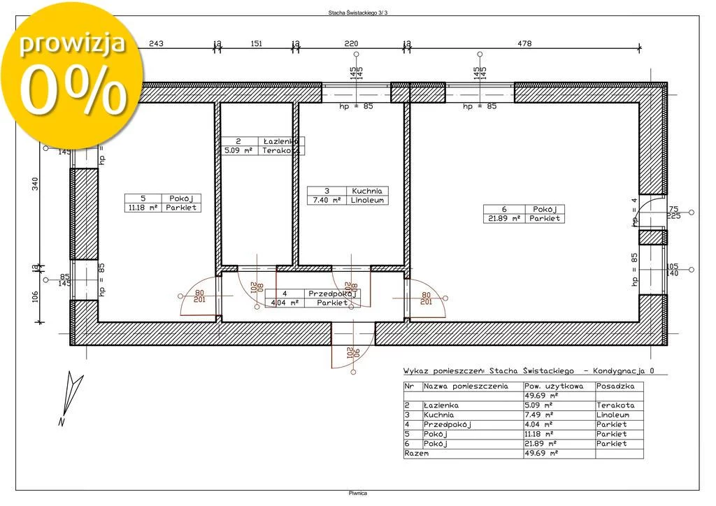 2 pokoje, mieszkanie 49,69 m², piętro 2, oferta nr , 1111/7250/OMS, Wrocław, Przedmieście Oławskie, Stacha Świstackiego