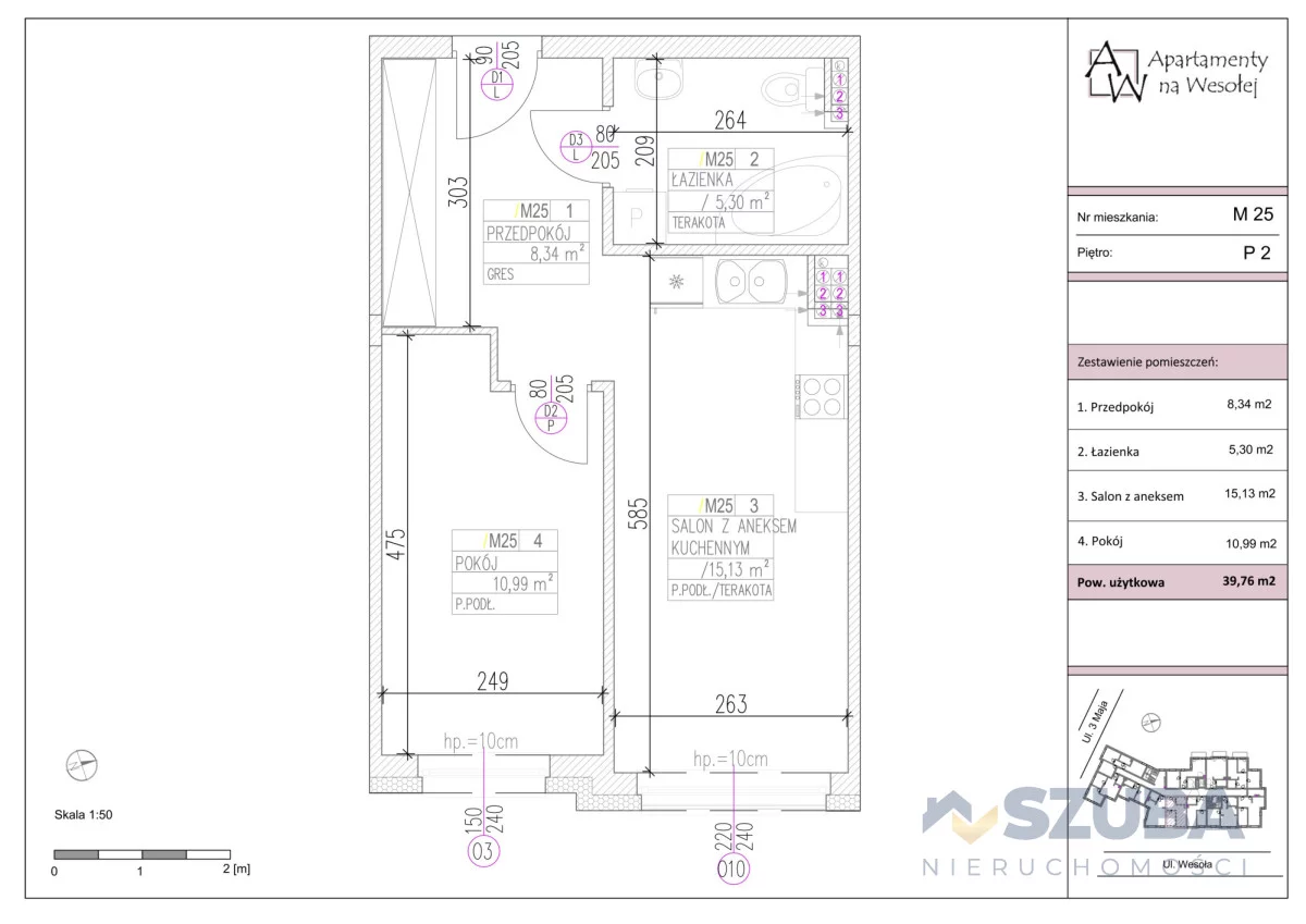 2 pokoje, mieszkanie 39,76 m², piętro 2, oferta nr , 769226, Pruszków, Wesoła