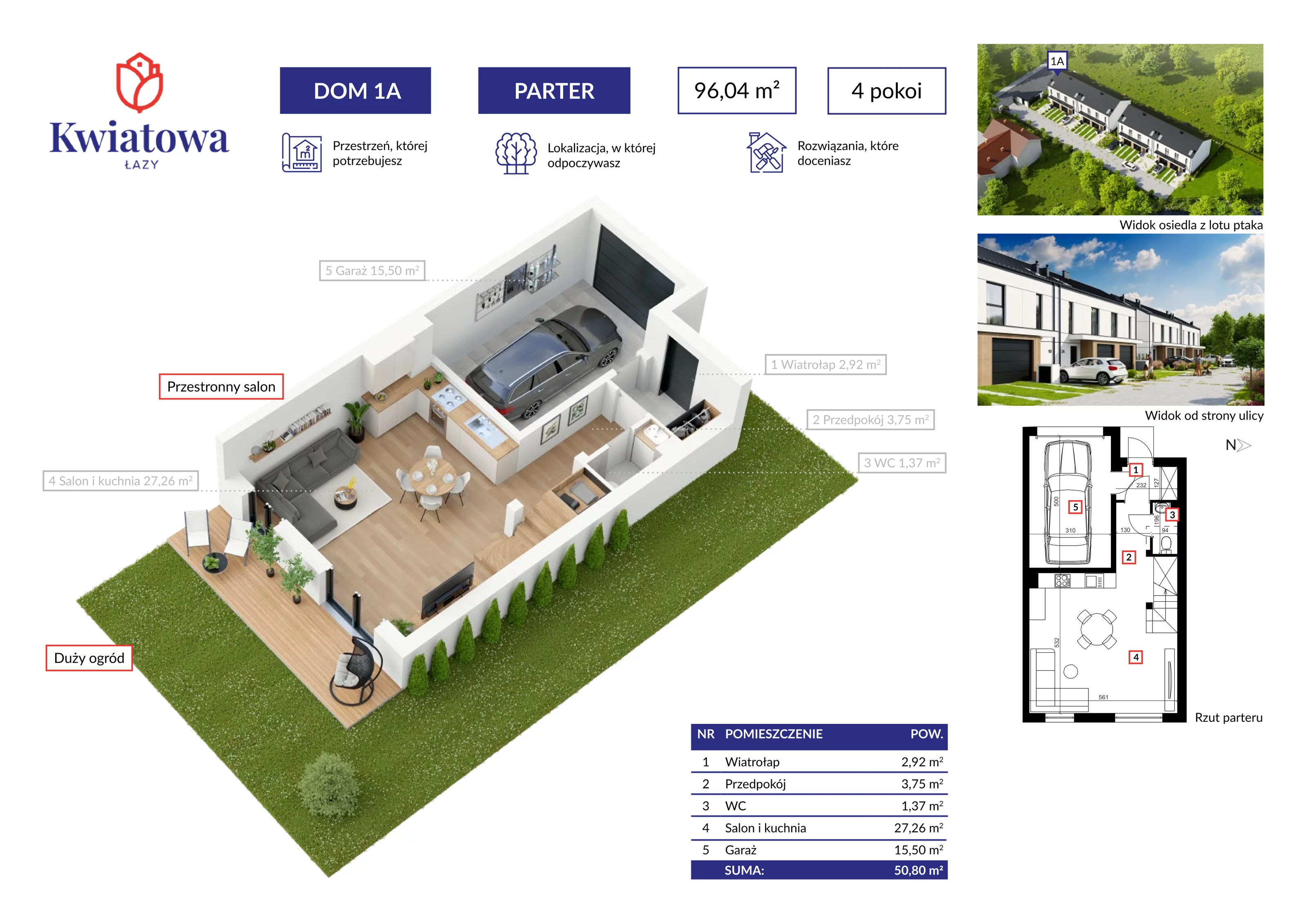 Dom 96,04 m², oferta nr 1A, Osiedle Kwiatowa 11H, Łazy, ul. Kwiatowa 11h