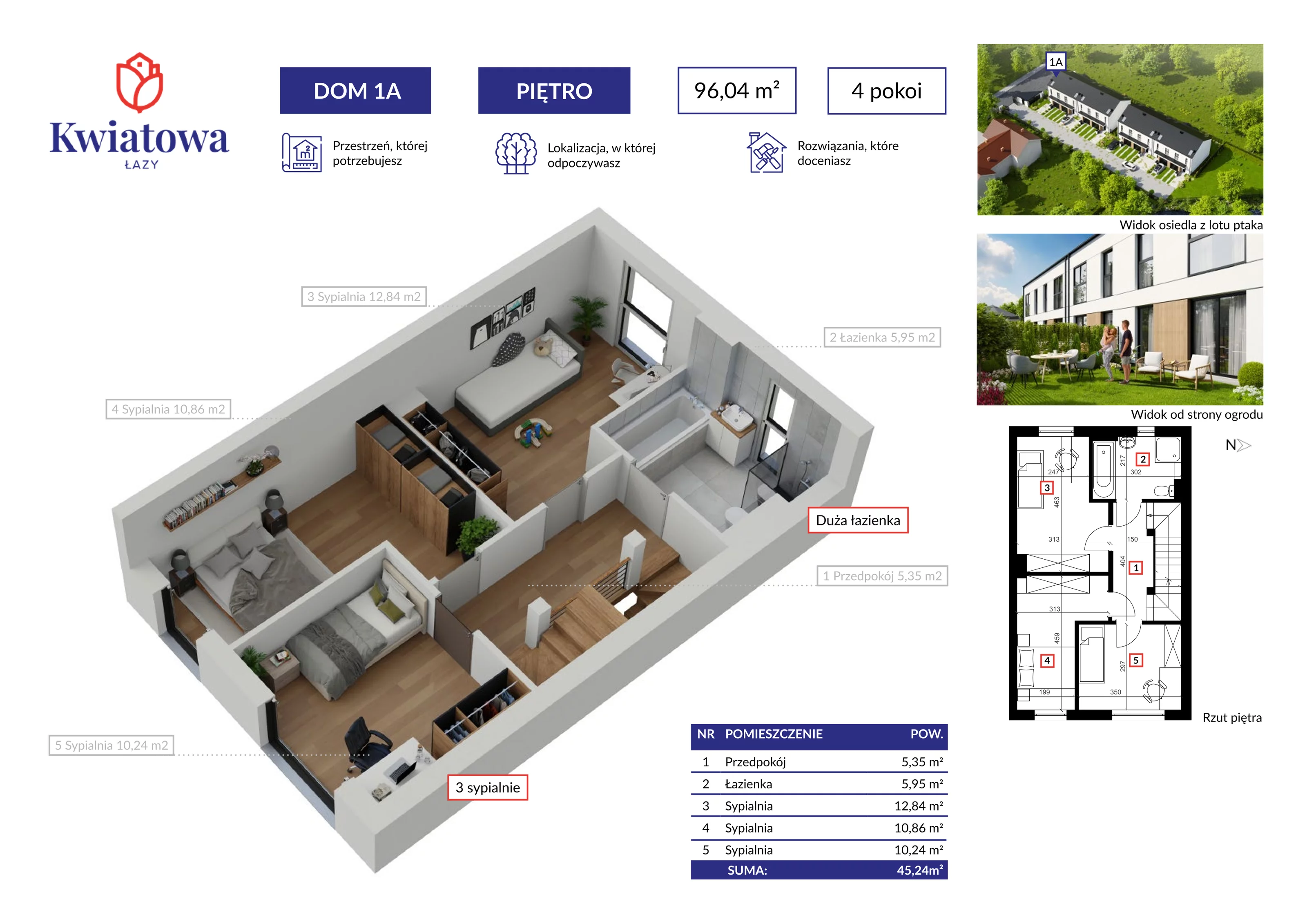 Dom 96,04 m², oferta nr 1A, Osiedle Kwiatowa 11H, Łazy, ul. Kwiatowa 11h