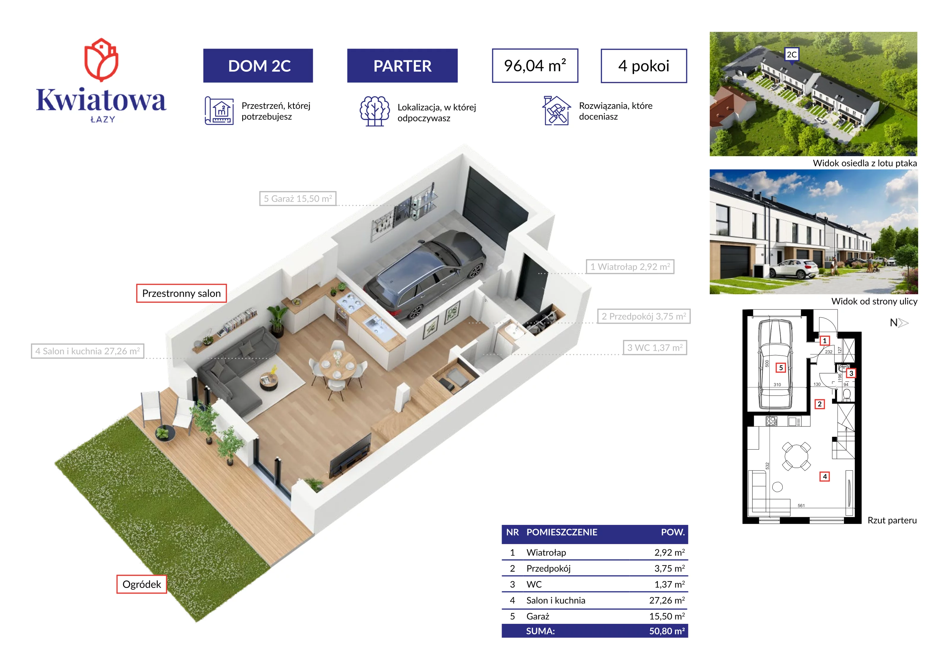 Dom 96,04 m², oferta nr 2C, Osiedle Kwiatowa 11H, Łazy, ul. Kwiatowa 11h