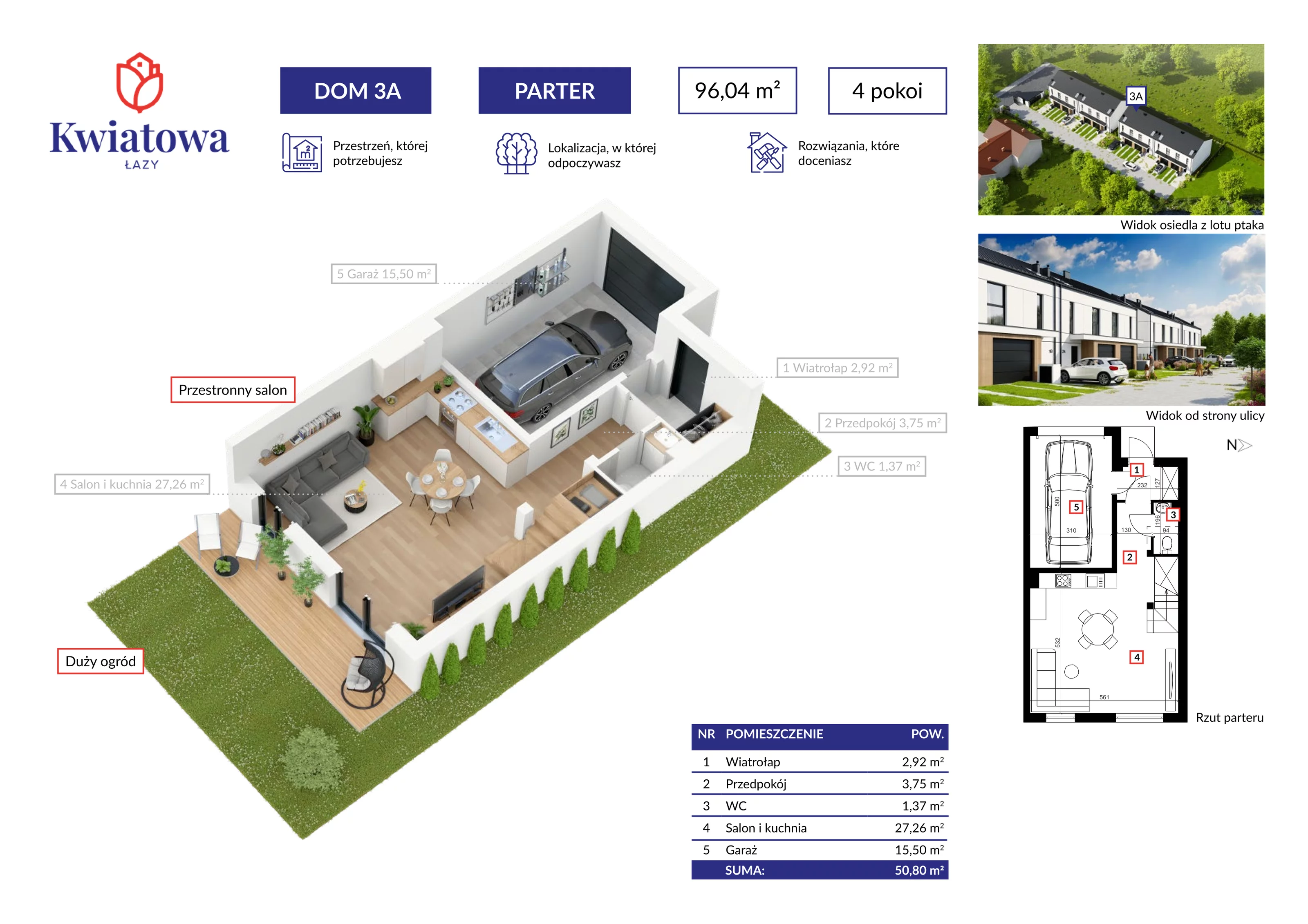 Dom 96,04 m², oferta nr 3A, Osiedle Kwiatowa 11H, Łazy, ul. Kwiatowa 11h