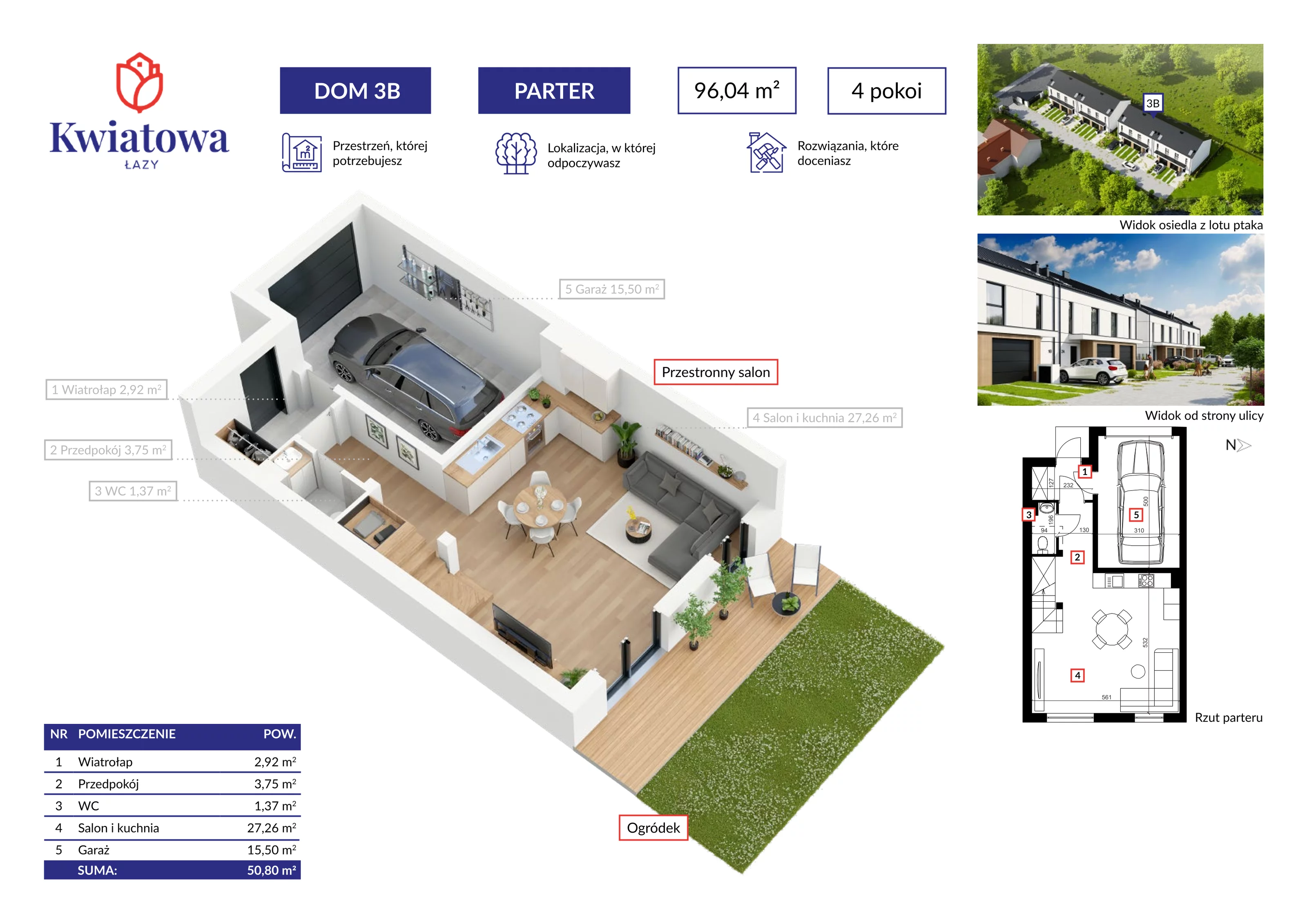 Dom 96,04 m², oferta nr 3B, Osiedle Kwiatowa 11H, Łazy, ul. Kwiatowa 11h