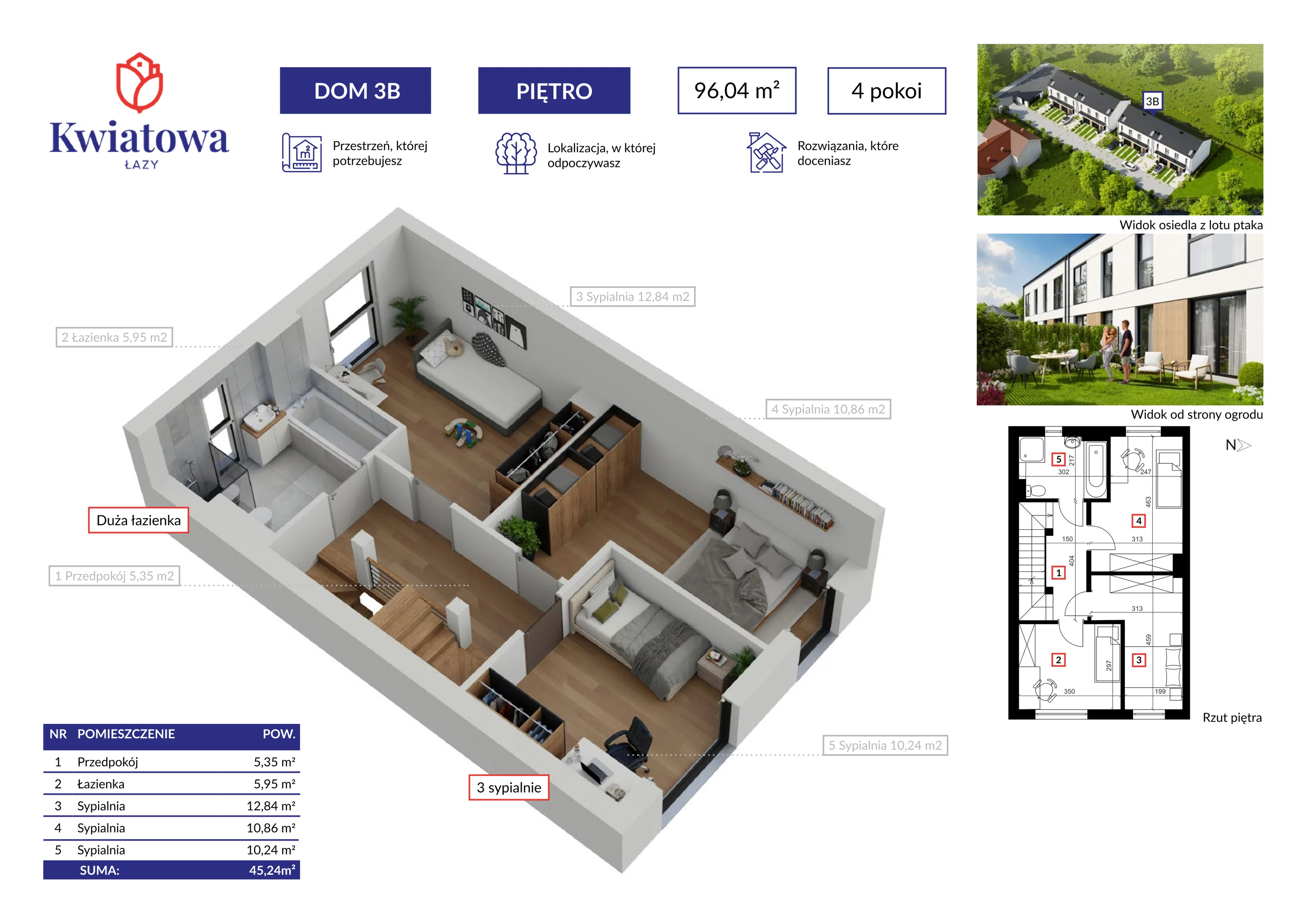 Dom 96,04 m², oferta nr 3B, Osiedle Kwiatowa 11H, Łazy, ul. Kwiatowa 11h