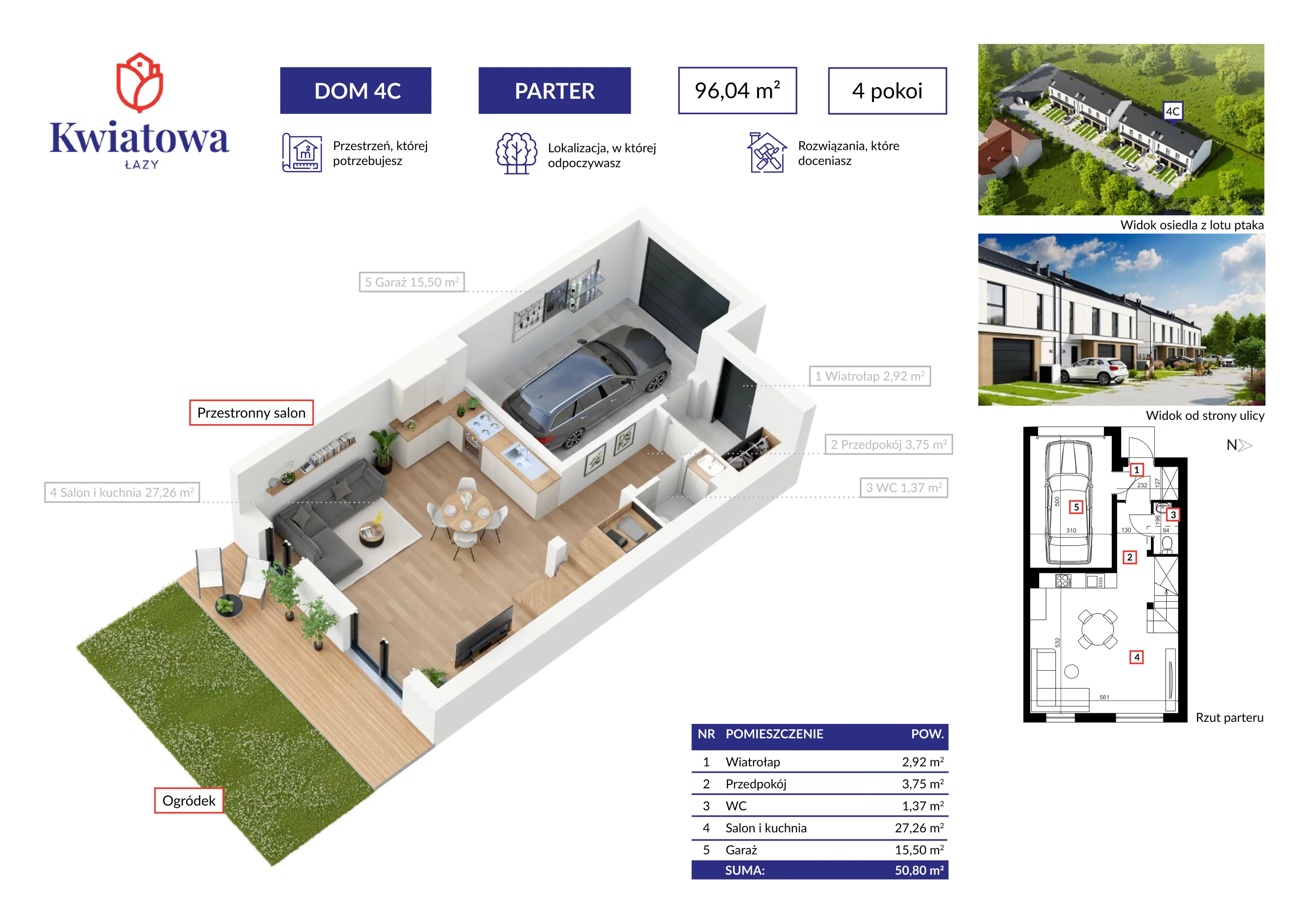 Dom 96,04 m², oferta nr 4C, Osiedle Kwiatowa 11H, Łazy, ul. Kwiatowa 11h