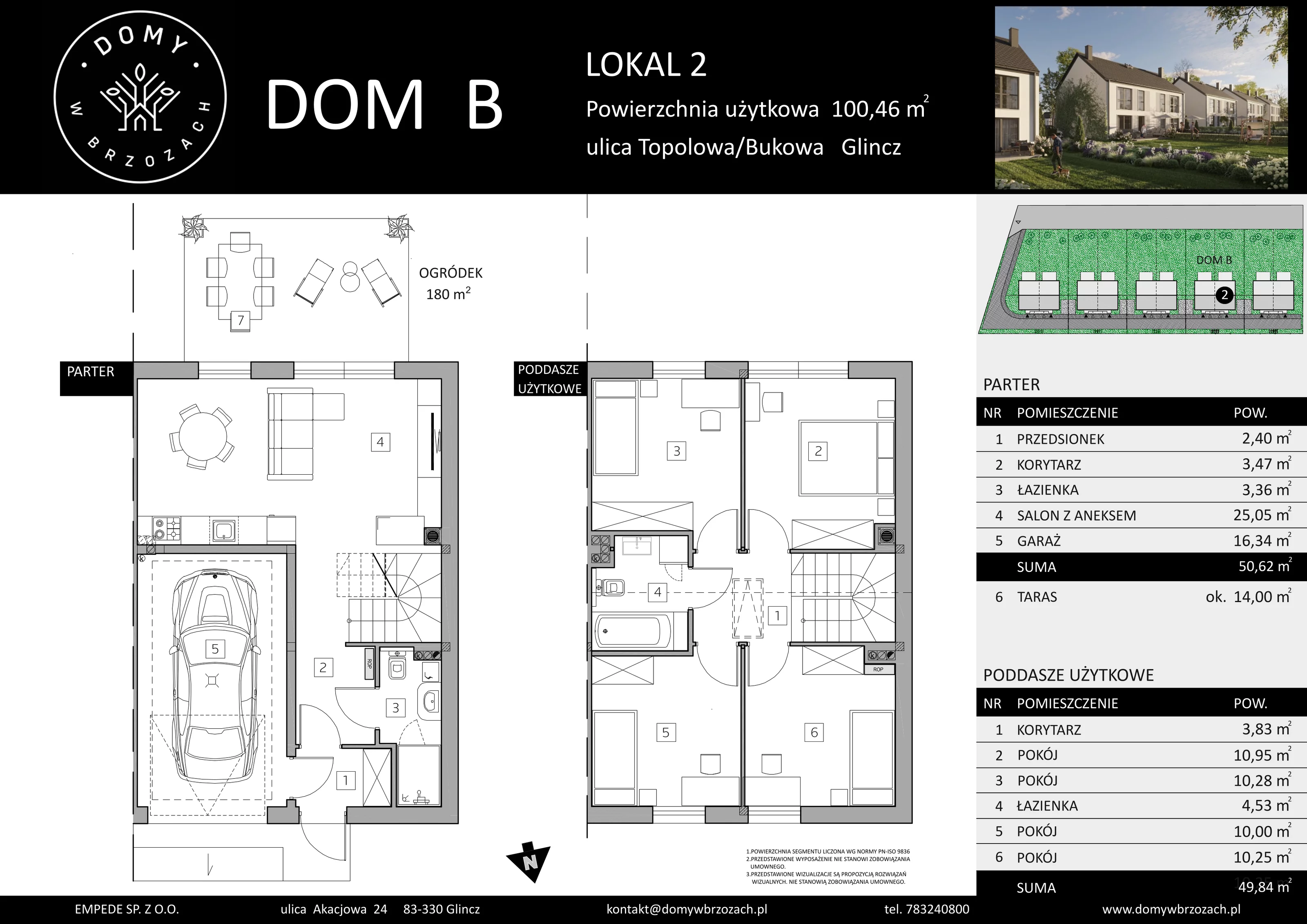 Dom 100,46 m², oferta nr B2, Domy w Brzozach, Glincz, ul. Topolowa / Bukowa