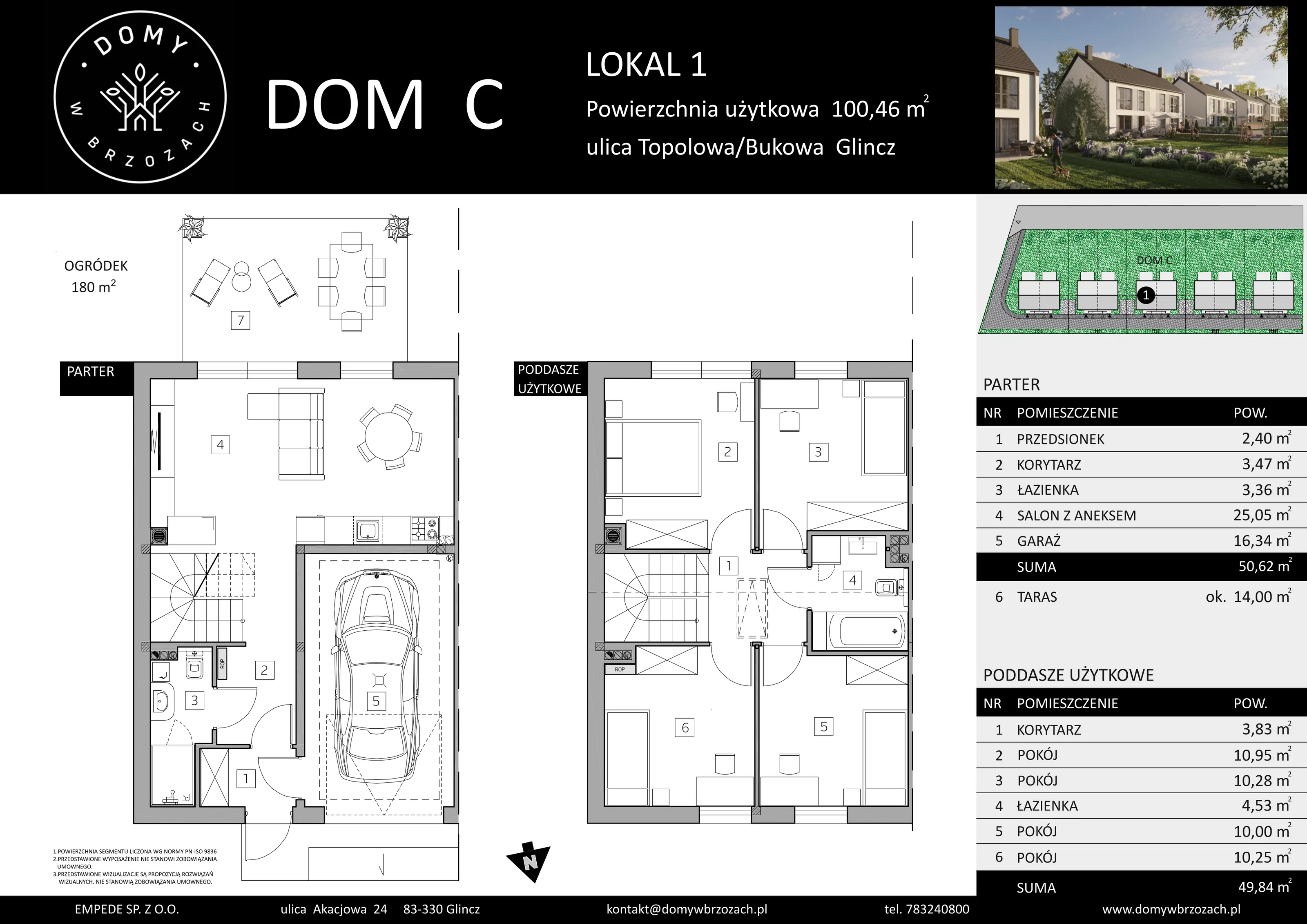 Dom 100,46 m², oferta nr C1, Domy w Brzozach, Glincz, ul. Topolowa / Bukowa
