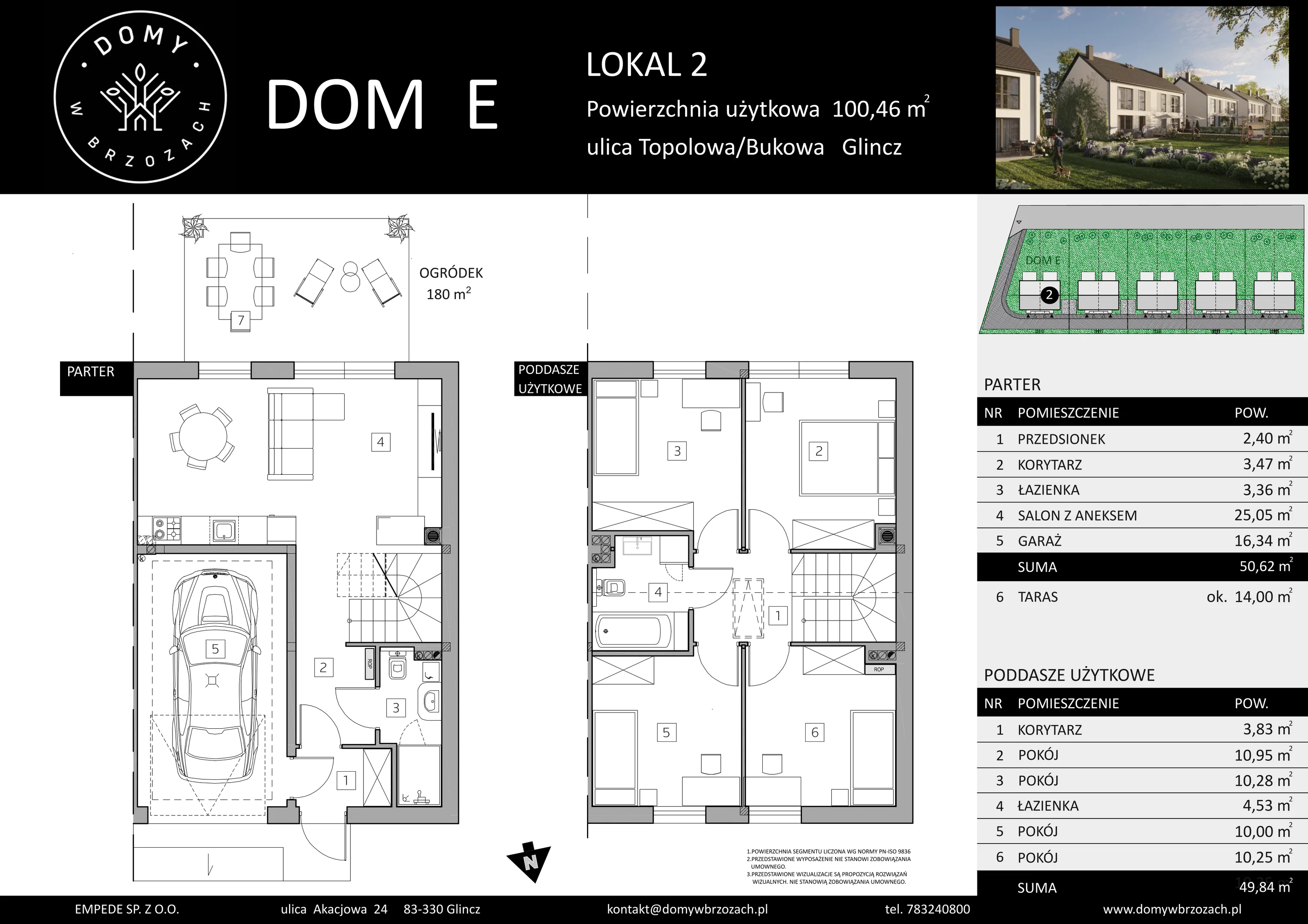 Dom 100,46 m², oferta nr E2, Domy w Brzozach, Glincz, ul. Topolowa / Bukowa