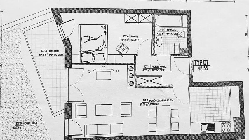 2 pokoje, mieszkanie 48,00 m², parter, oferta nr , 10631, Kraków, Bieżanów-Prokocim, Górników