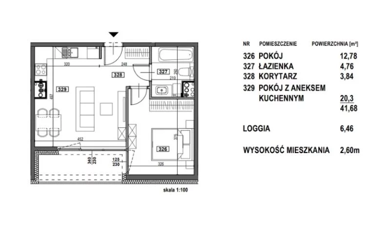 2 pokoje, mieszkanie 41,68 m², piętro 2, oferta nr , 10333, Tychy, Żwaków, Żorska