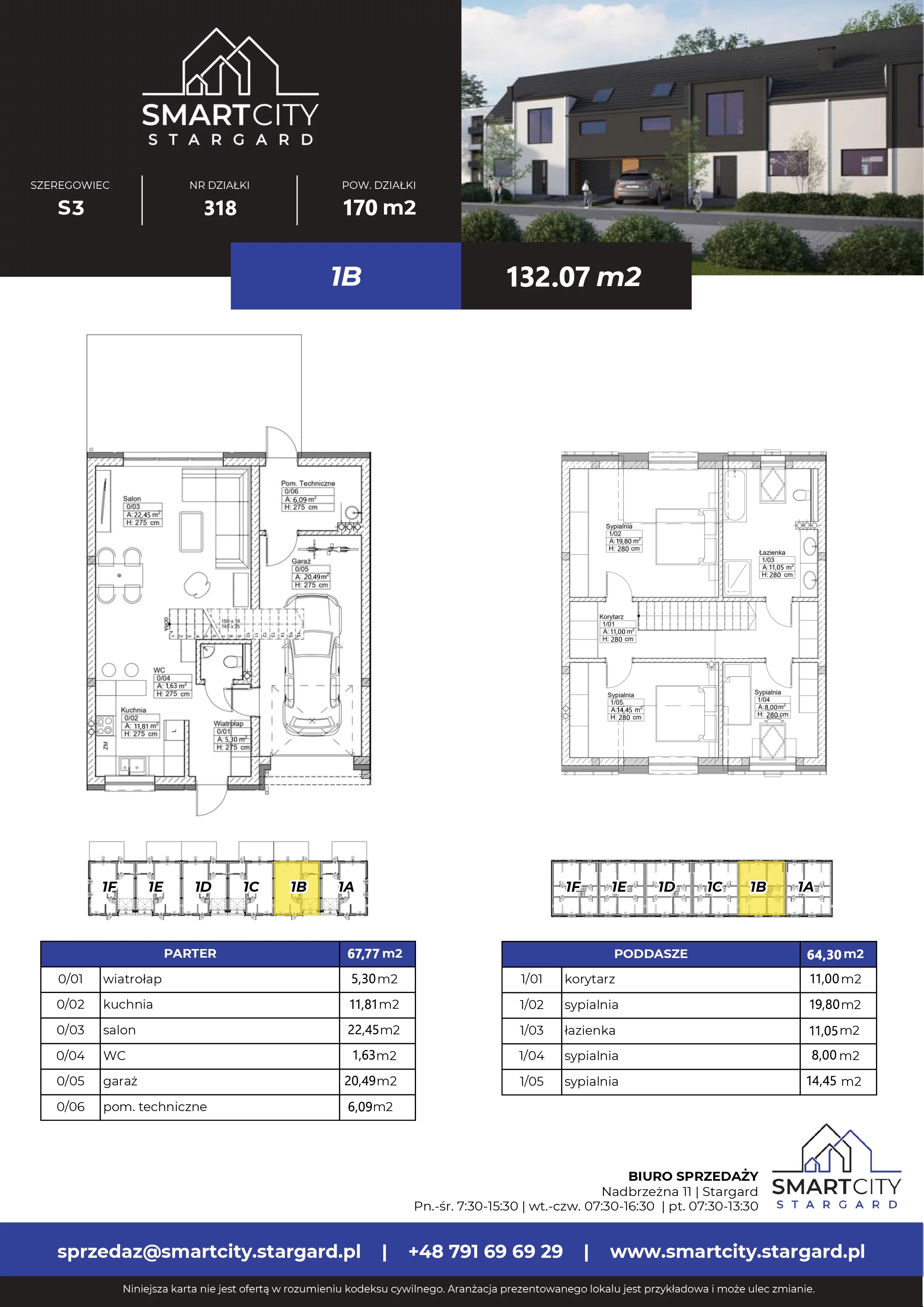 Dom 132,07 m², oferta nr S3/1B, Smart City Stargard - Domy, Stargard, ul. Nadbrzeżna 11