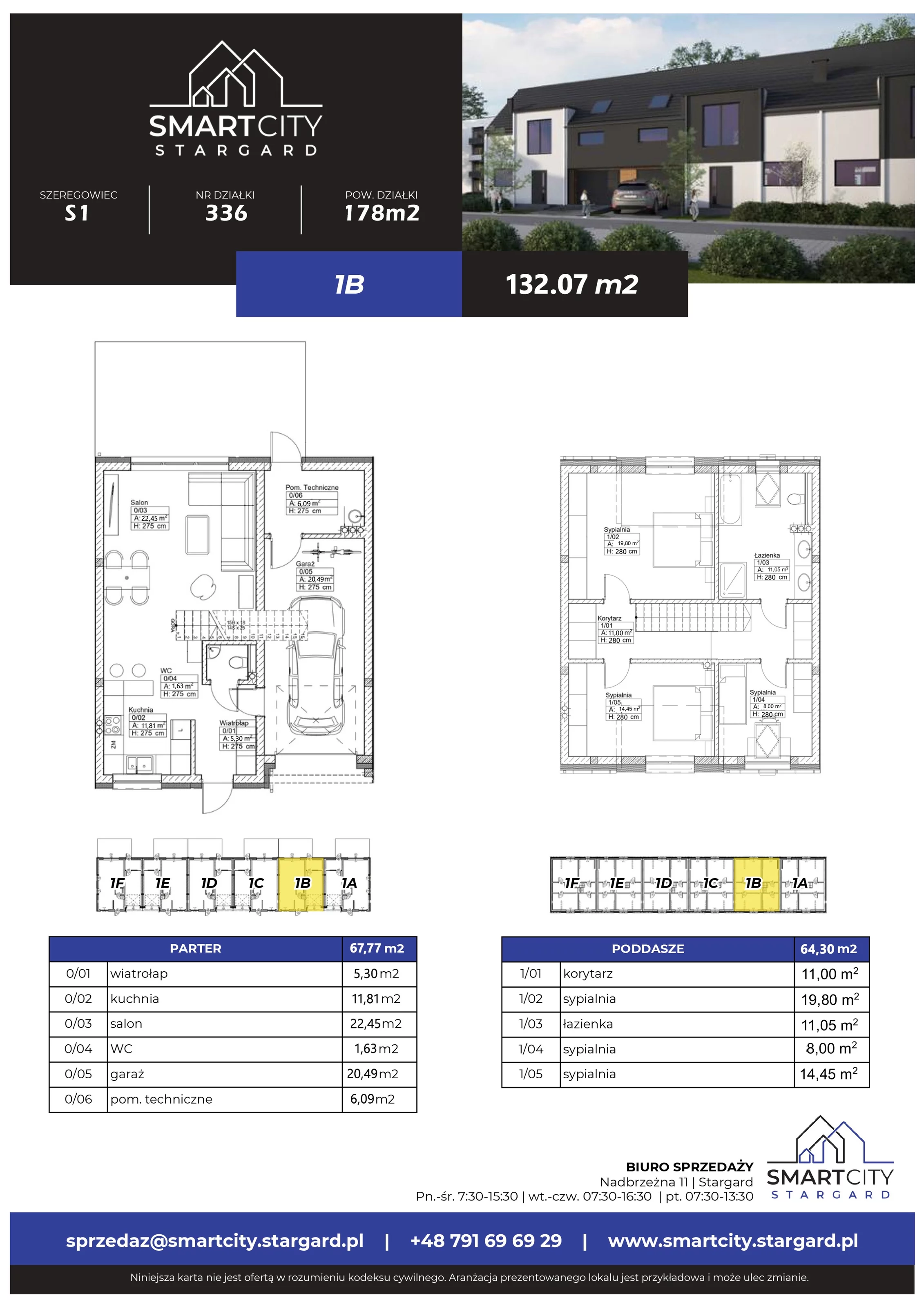 Dom 132,07 m², oferta nr S1/1B, Smart City Stargard - Domy, Stargard, ul. Nadbrzeżna 11