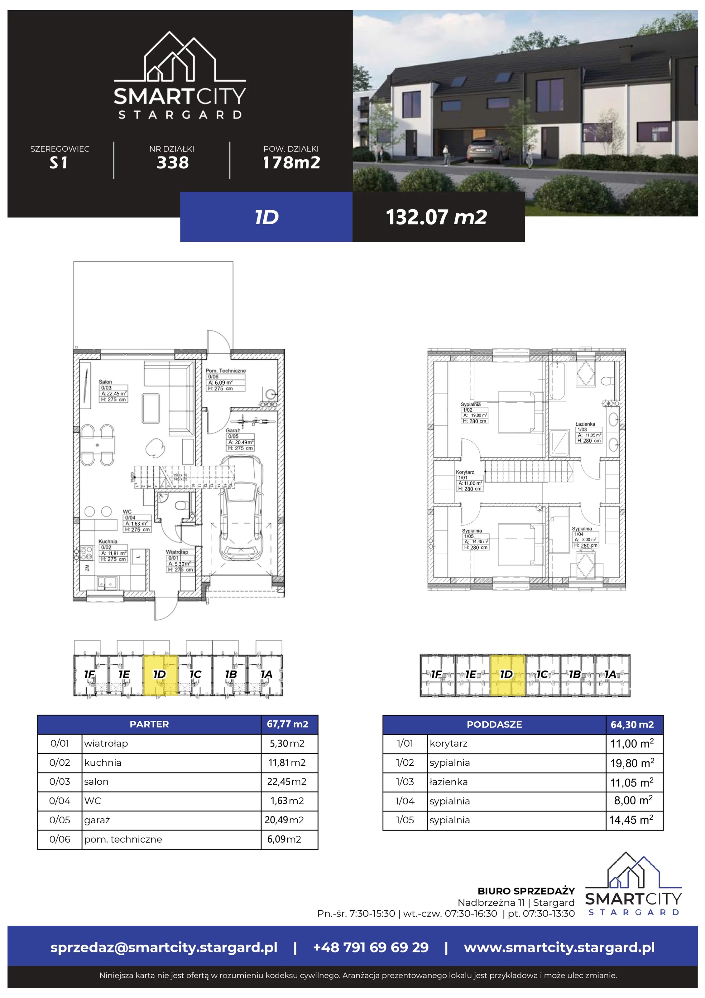 Dom 132,07 m², oferta nr S1/1D, Smart City Stargard - Domy, Stargard, ul. Nadbrzeżna 11