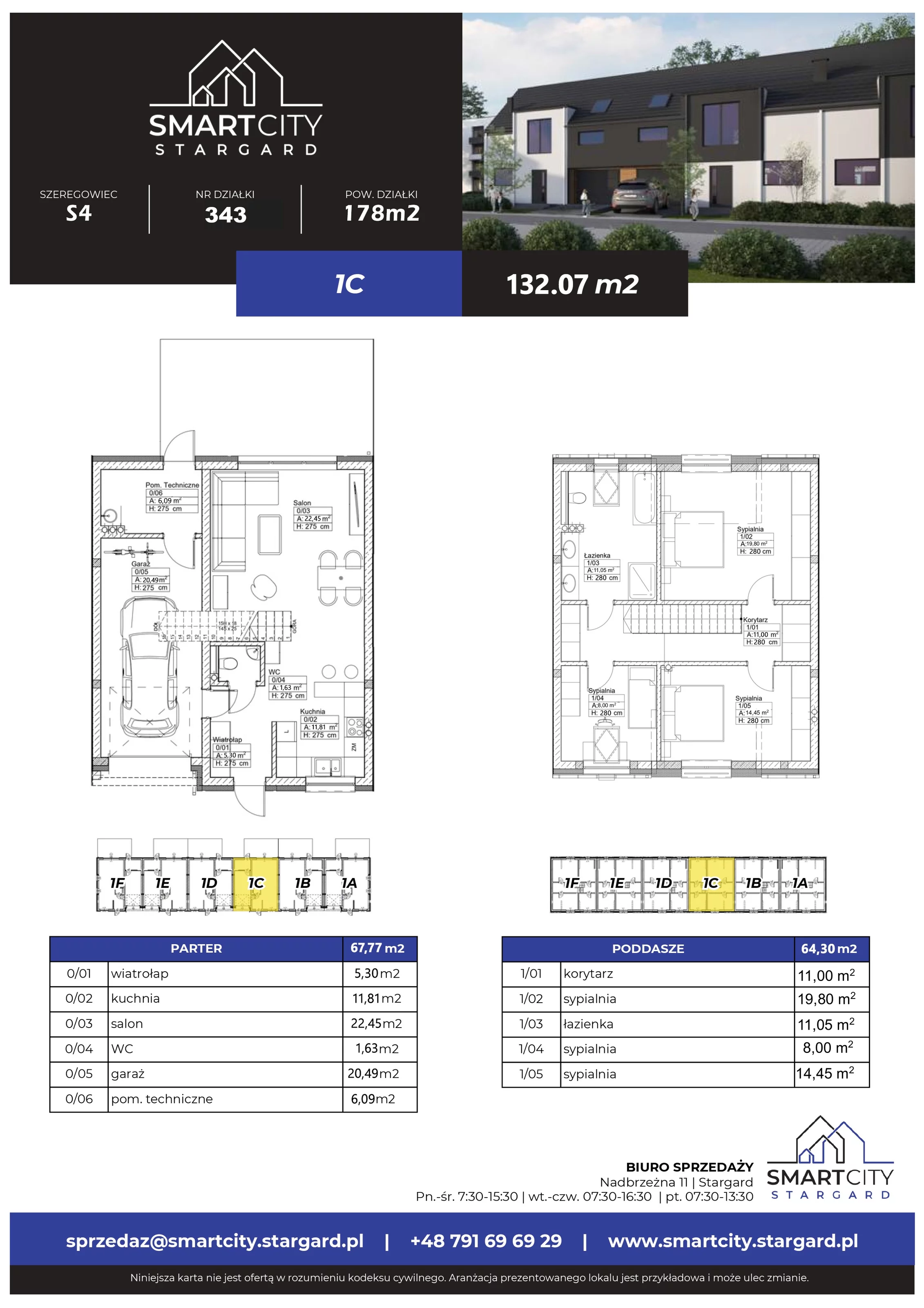Dom 132,07 m², oferta nr S4/1C, Smart City Stargard - Domy, Stargard, ul. Nadbrzeżna 11