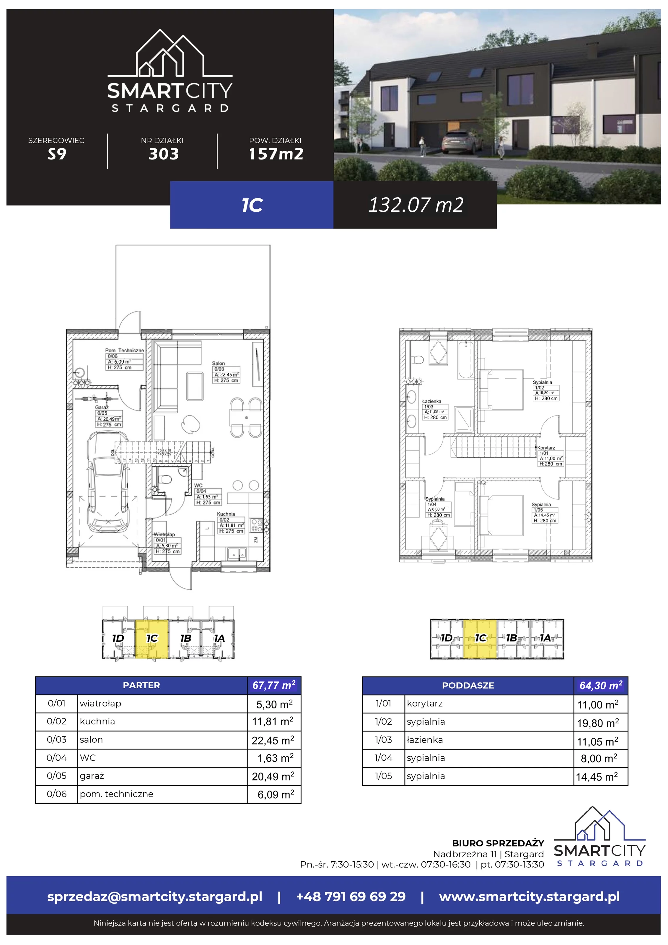 Dom 132,07 m², oferta nr S9/1C, Smart City Stargard - Domy, Stargard, ul. Nadbrzeżna 11