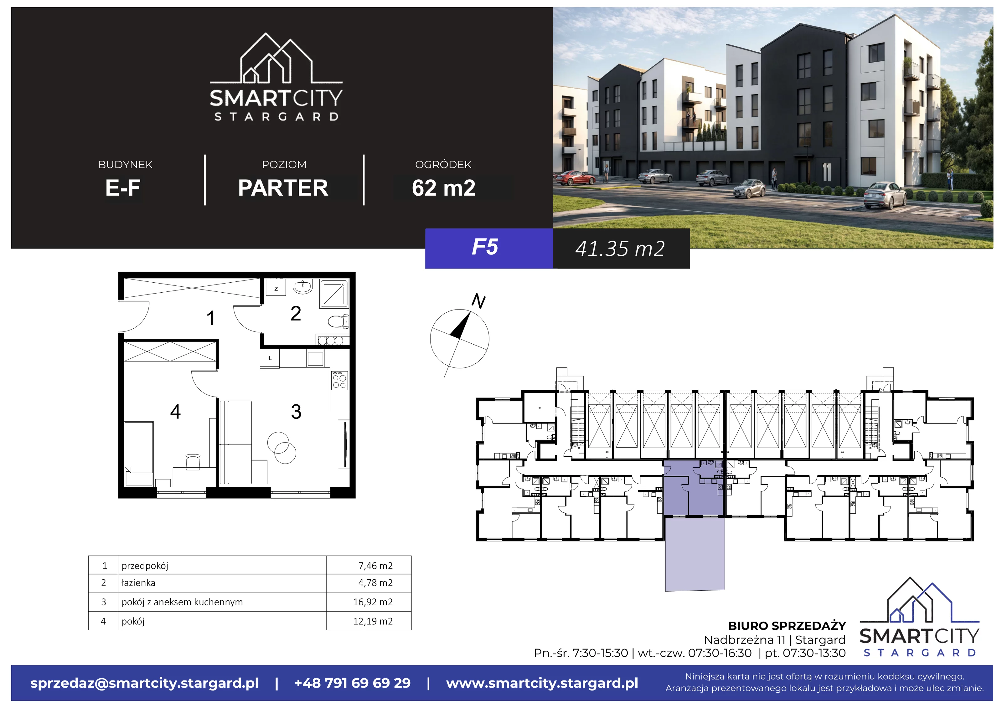 2 pokoje, mieszkanie 41,35 m², parter, oferta nr F/M5, Smart City Stargard, Stargard, ul. Nadbrzeżna 11