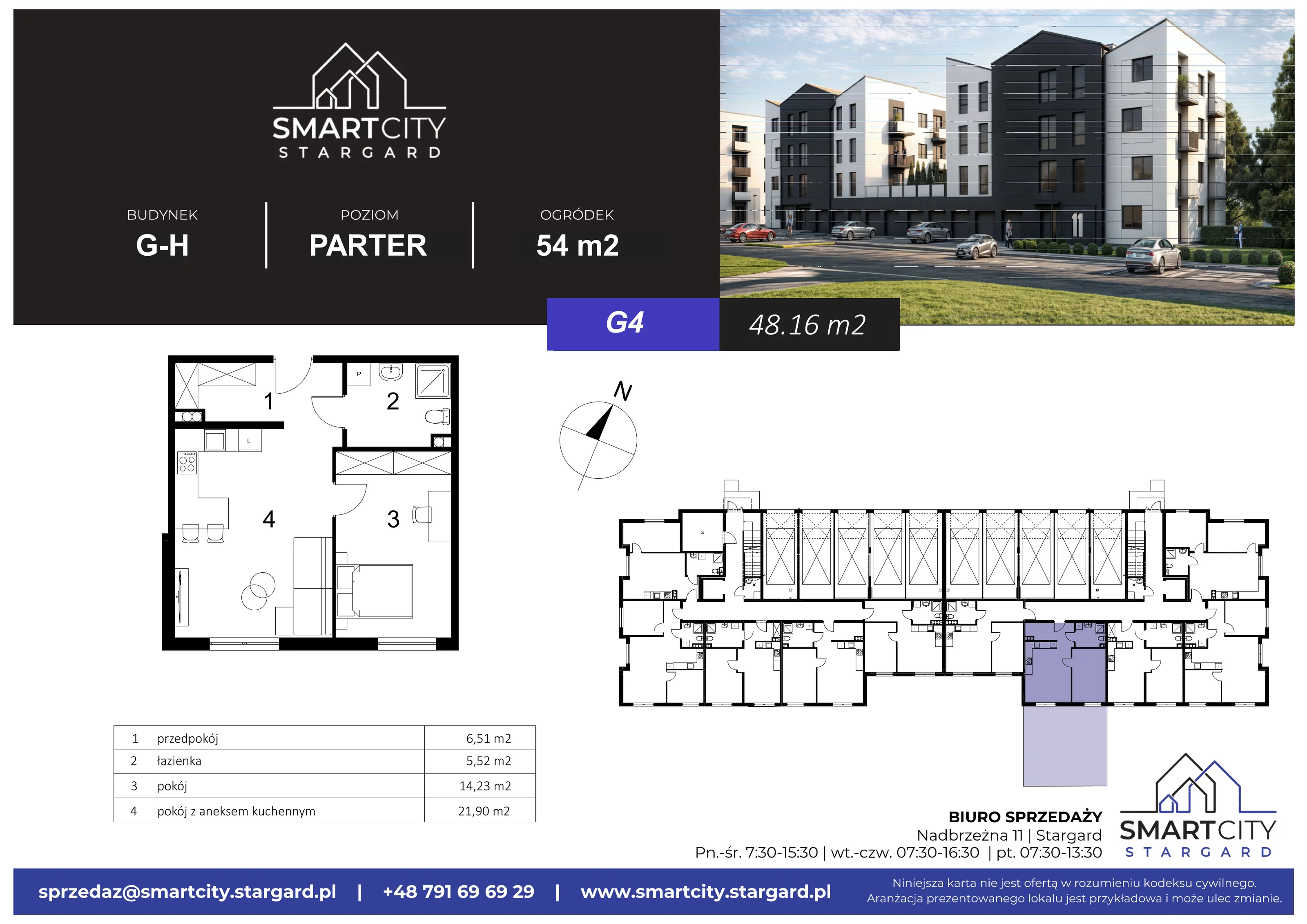 2 pokoje, mieszkanie 48,16 m², parter, oferta nr G/M4, Smart City Stargard, Stargard, ul. Nadbrzeżna 11