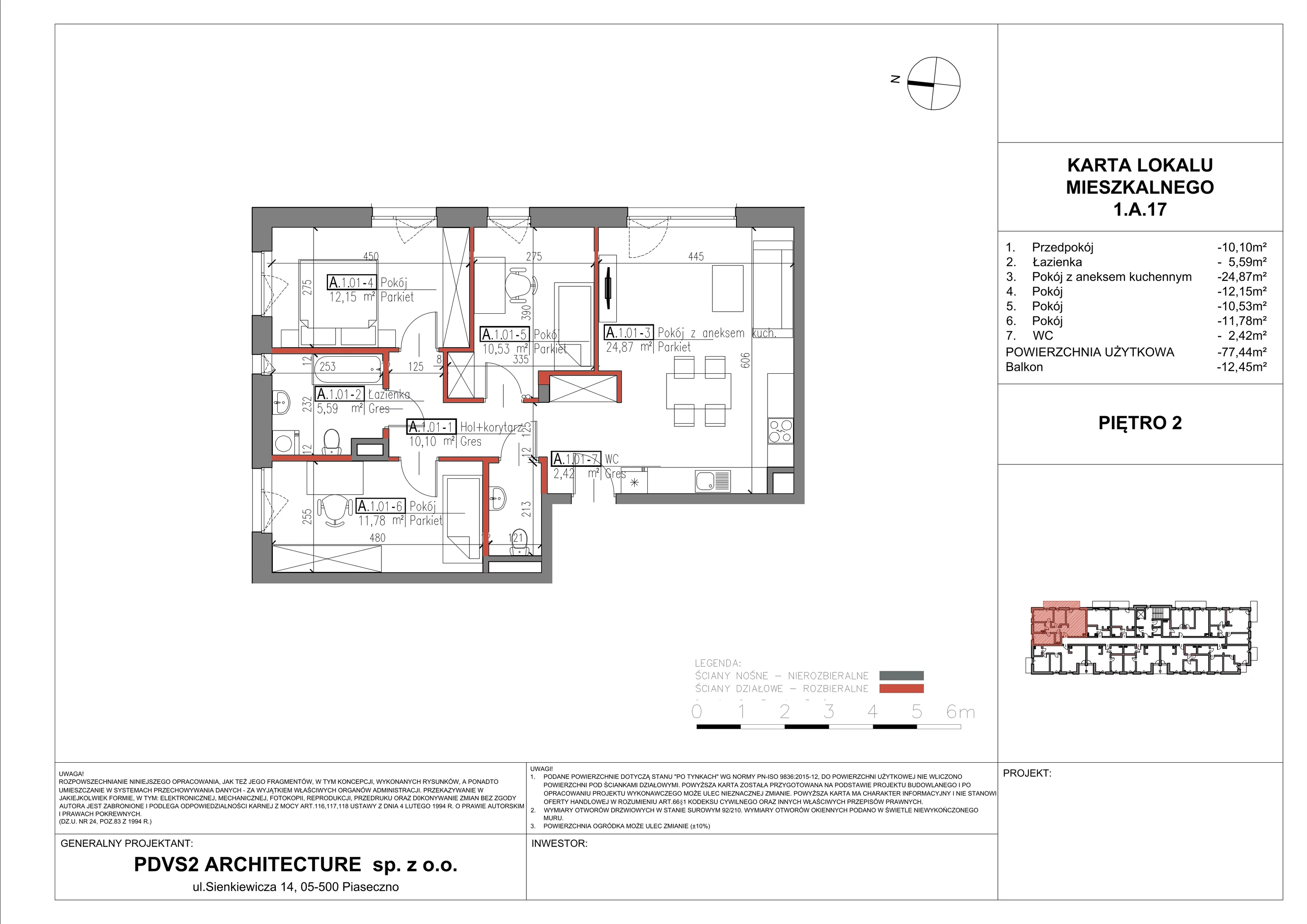 4 pokoje, mieszkanie 77,44 m², piętro 2, oferta nr A.17, Central Residence, Piaseczno, ul. Wojska Polskiego