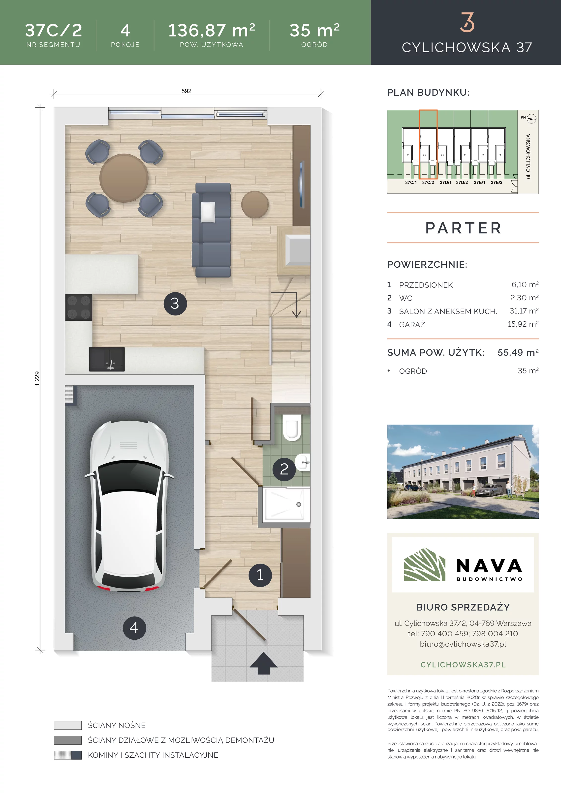 Dom 136,87 m², oferta nr 37C/2, Cylichowska 37, Warszawa, Wawer, Zerzeń, ul. Cylichowska 37