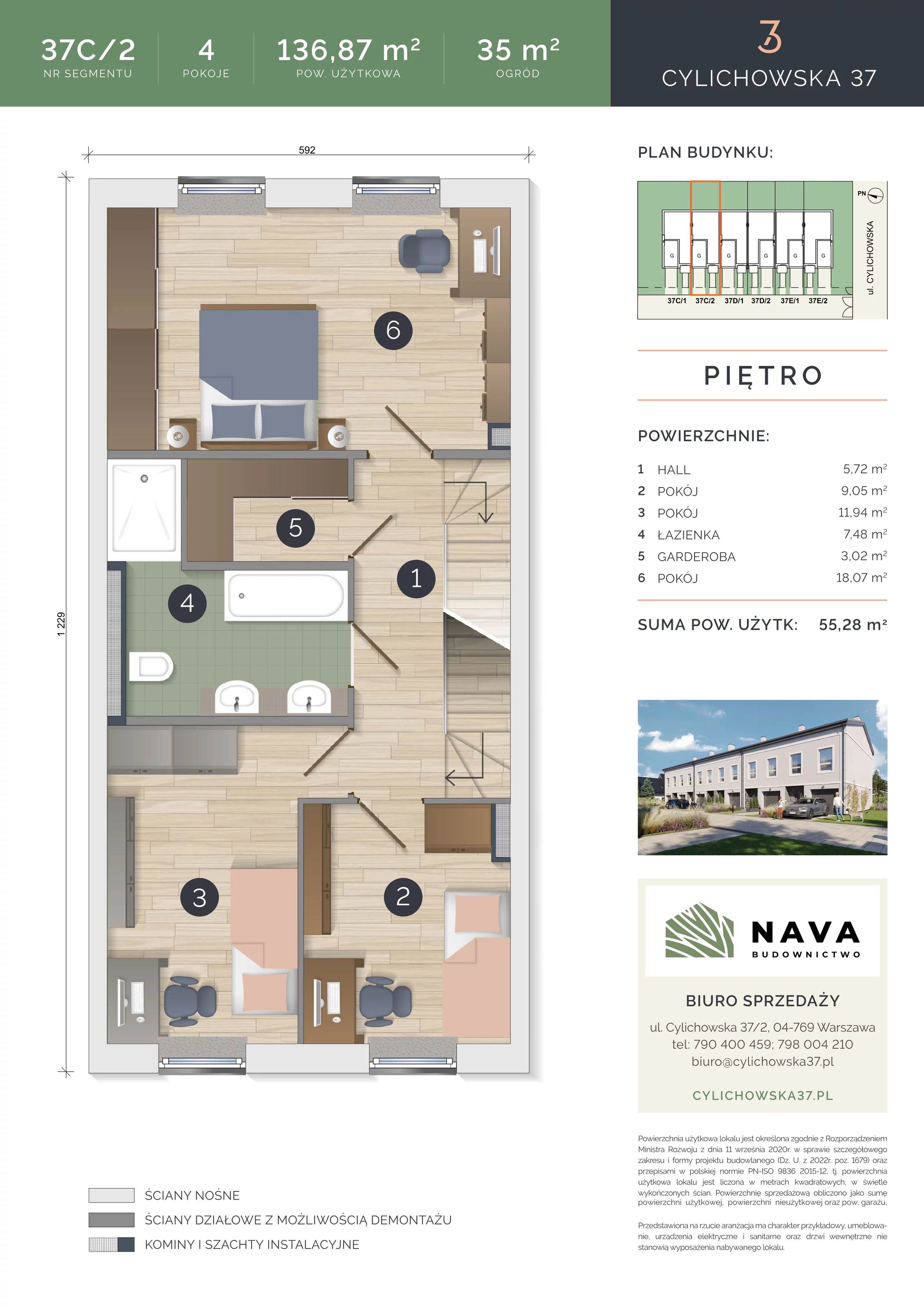Dom 136,87 m², oferta nr 37C/2, Cylichowska 37, Warszawa, Wawer, Zerzeń, ul. Cylichowska 37