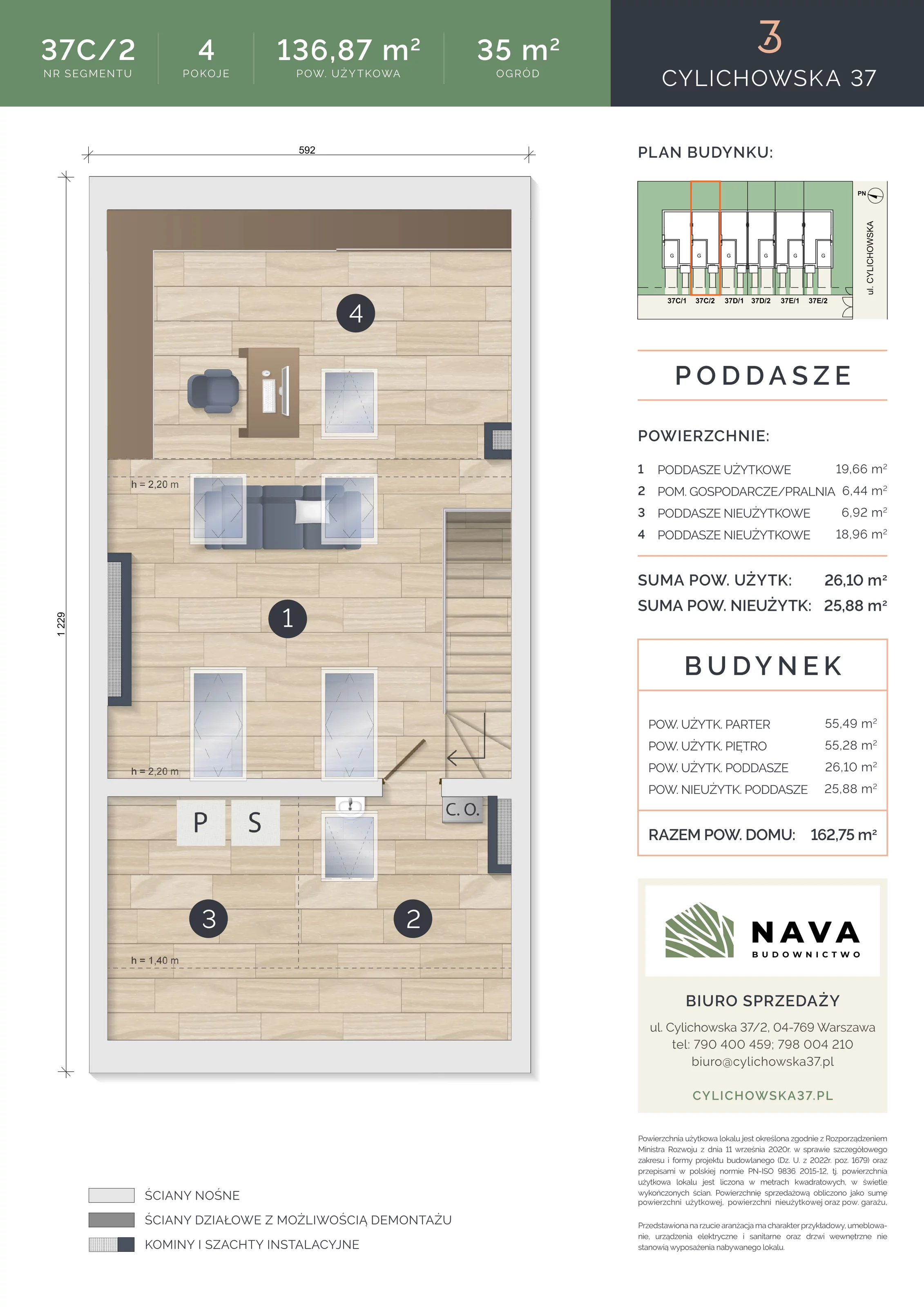 Dom 136,87 m², oferta nr 37C/2, Cylichowska 37, Warszawa, Wawer, Zerzeń, ul. Cylichowska 37