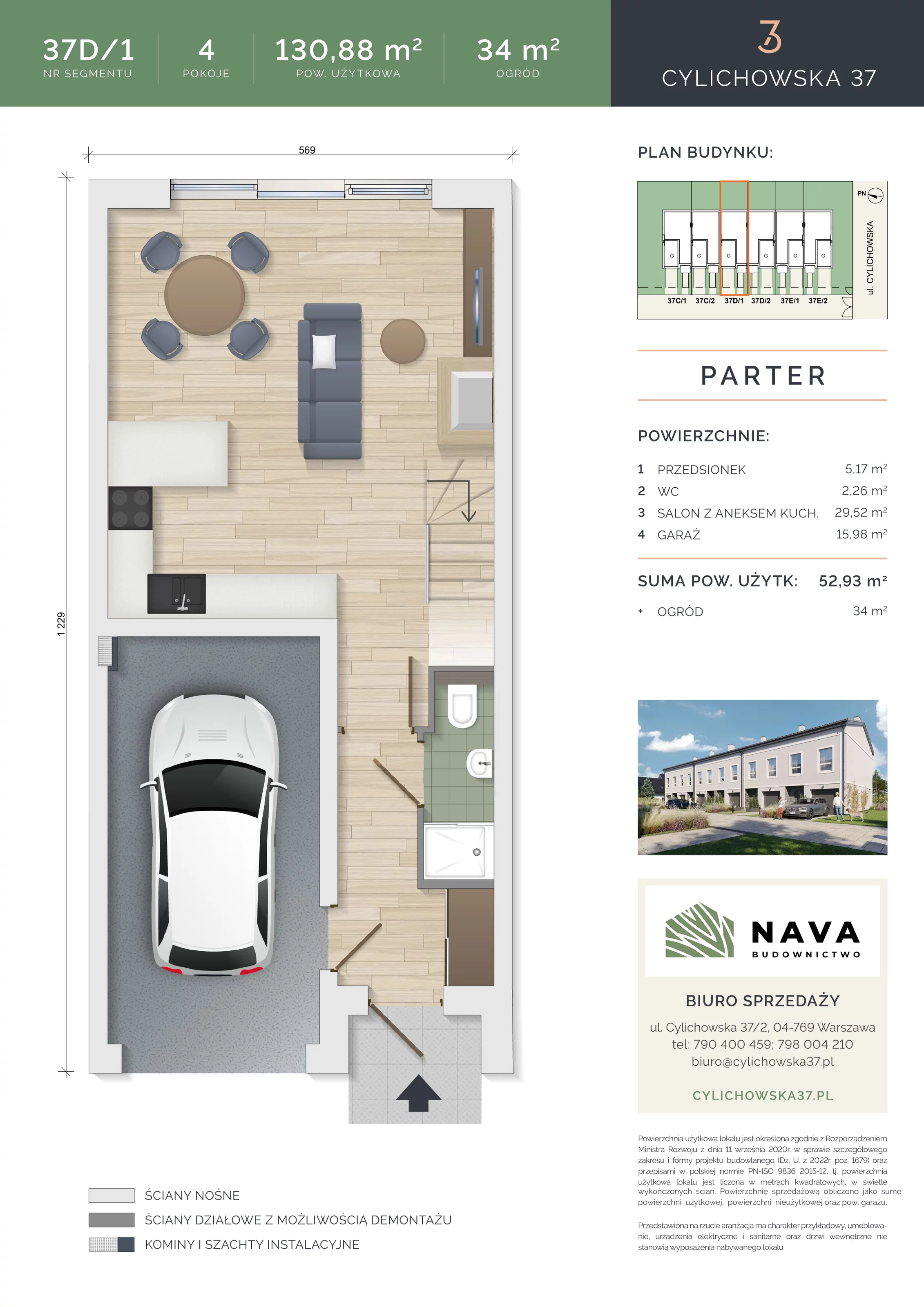 Dom 130,88 m², oferta nr 37D/1, Cylichowska 37, Warszawa, Wawer, Zerzeń, ul. Cylichowska 37