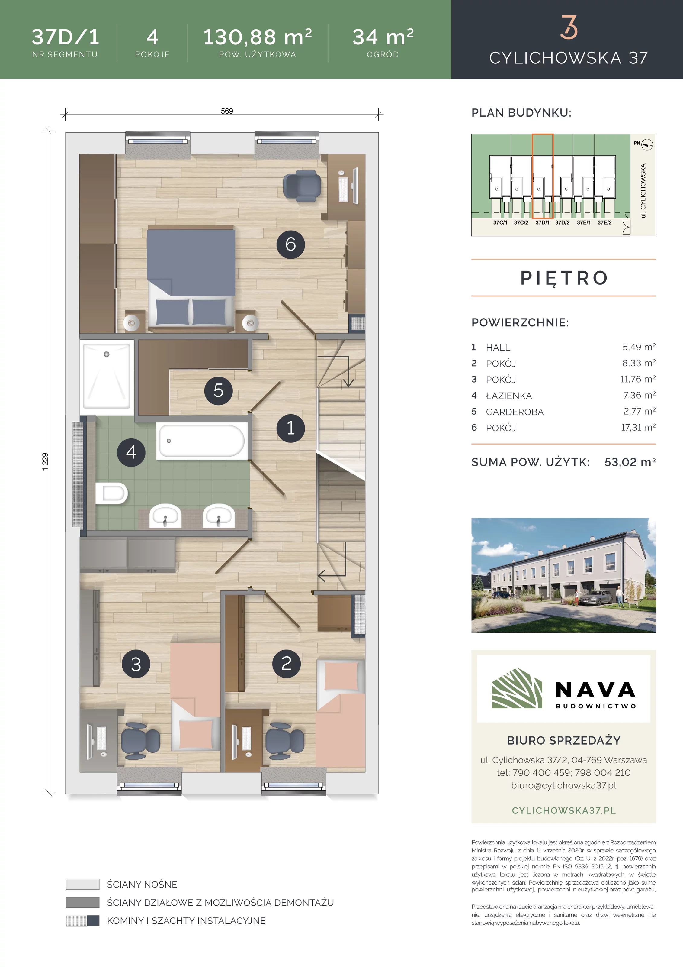 Dom 130,88 m², oferta nr 37D/1, Cylichowska 37, Warszawa, Wawer, Zerzeń, ul. Cylichowska 37