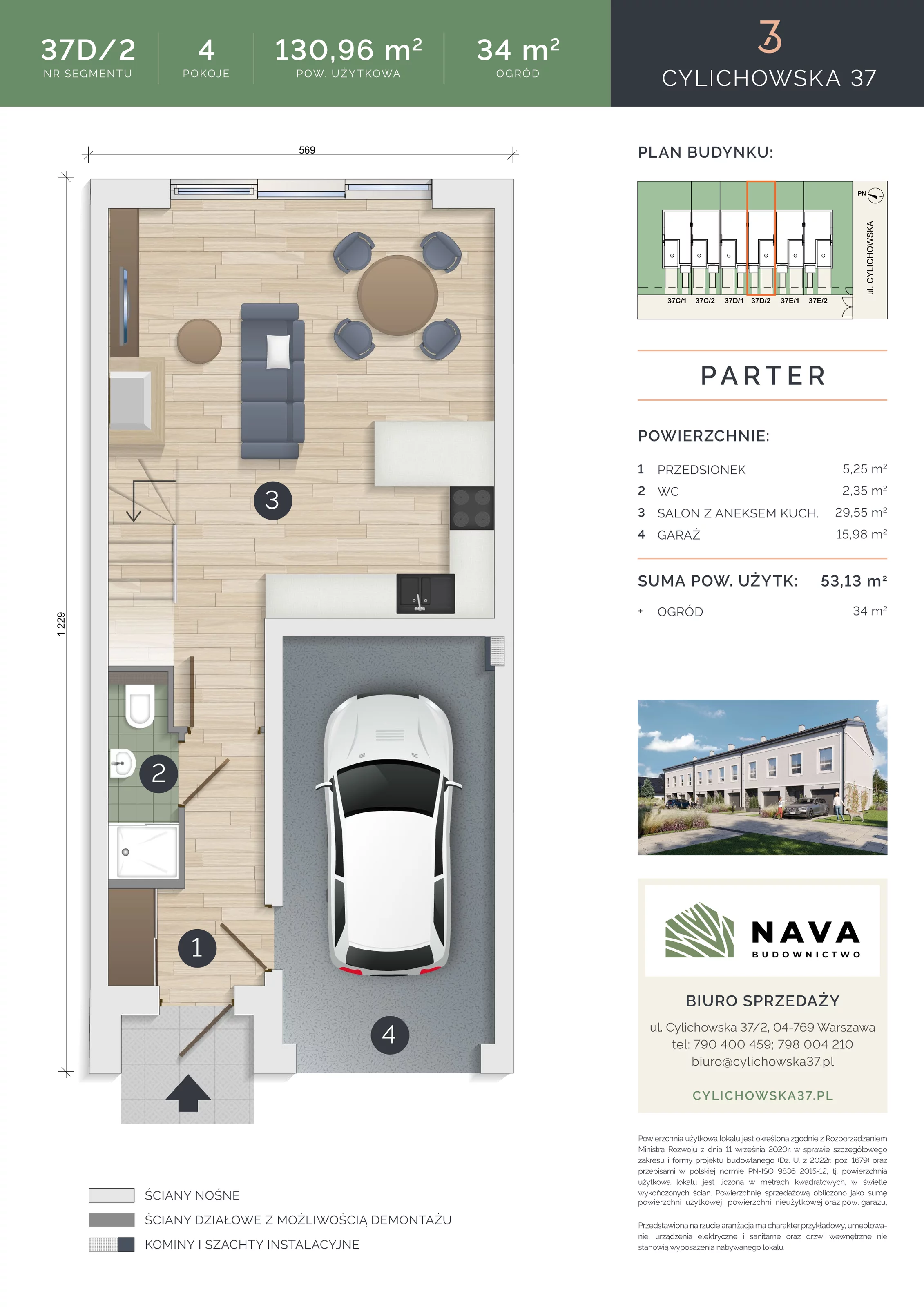 Dom 130,96 m², oferta nr 37D/2, Cylichowska 37, Warszawa, Wawer, Zerzeń, ul. Cylichowska 37
