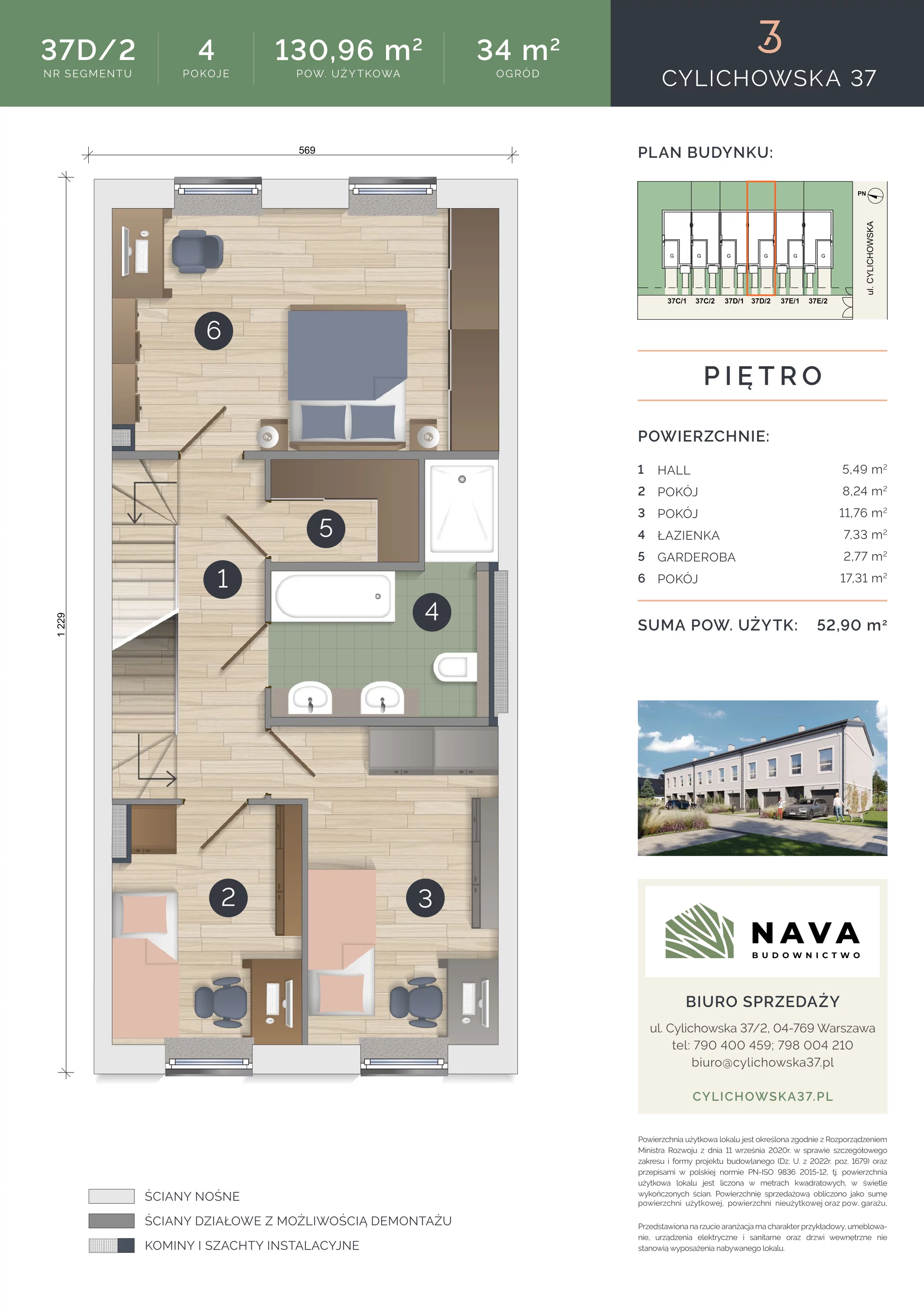 Dom 130,96 m², oferta nr 37D/2, Cylichowska 37, Warszawa, Wawer, Zerzeń, ul. Cylichowska 37