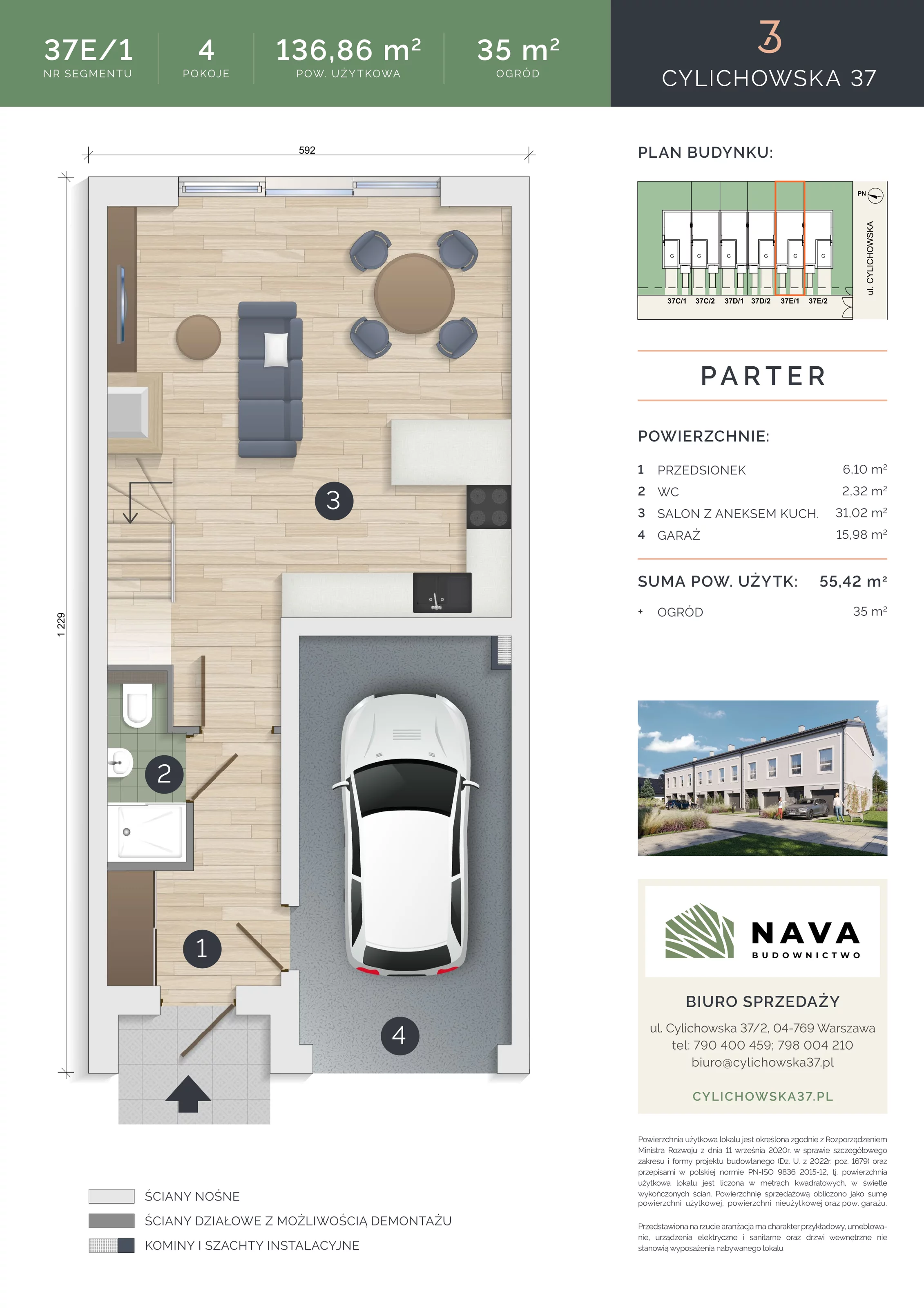 Dom 136,86 m², oferta nr 37E/1, Cylichowska 37, Warszawa, Wawer, Zerzeń, ul. Cylichowska 37