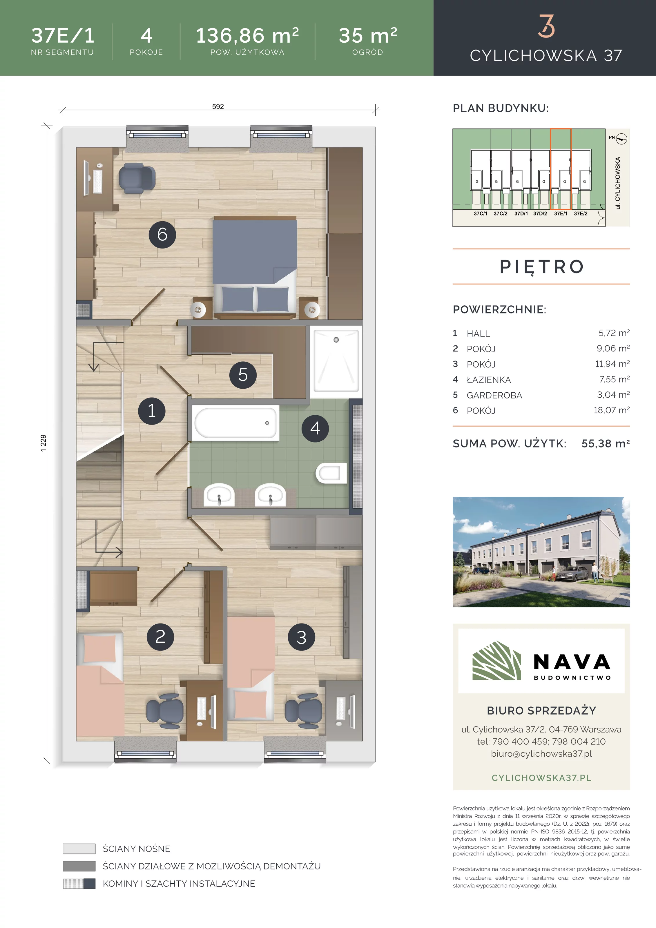 Dom 136,86 m², oferta nr 37E/1, Cylichowska 37, Warszawa, Wawer, Zerzeń, ul. Cylichowska 37