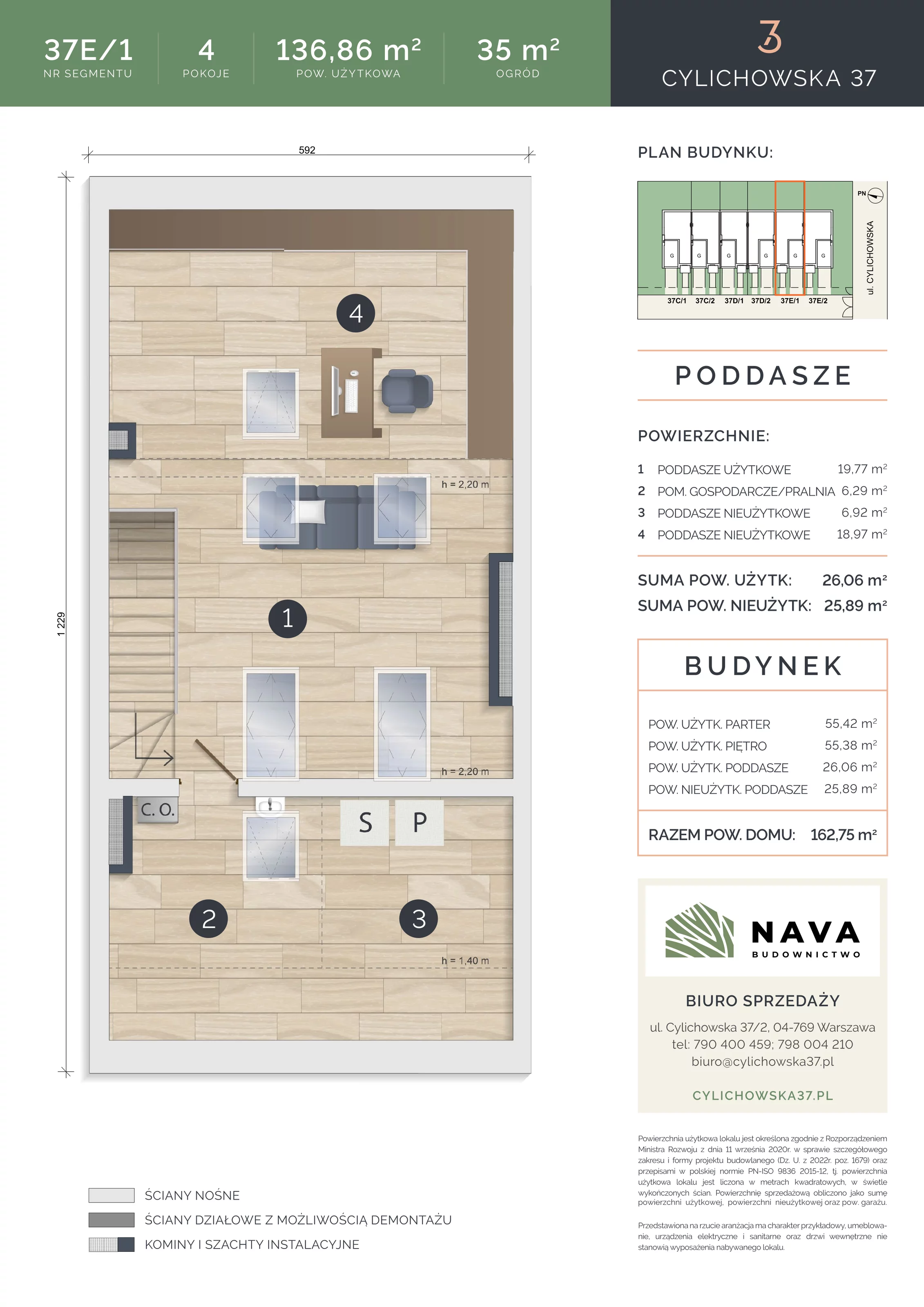 Dom 136,86 m², oferta nr 37E/1, Cylichowska 37, Warszawa, Wawer, Zerzeń, ul. Cylichowska 37