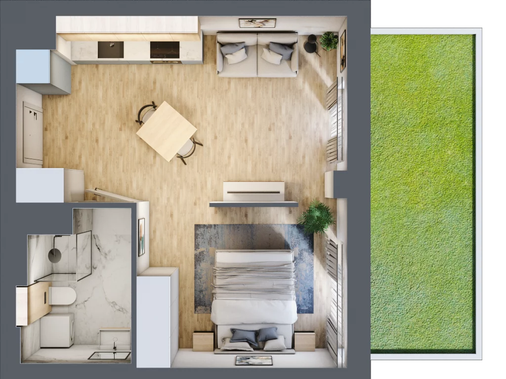 1 pokój, mieszkanie 35,78 m², parter, oferta nr B.M001, Oh! Praga, Warszawa, Praga Północ, Szmulki, ul. Białostocka 5D