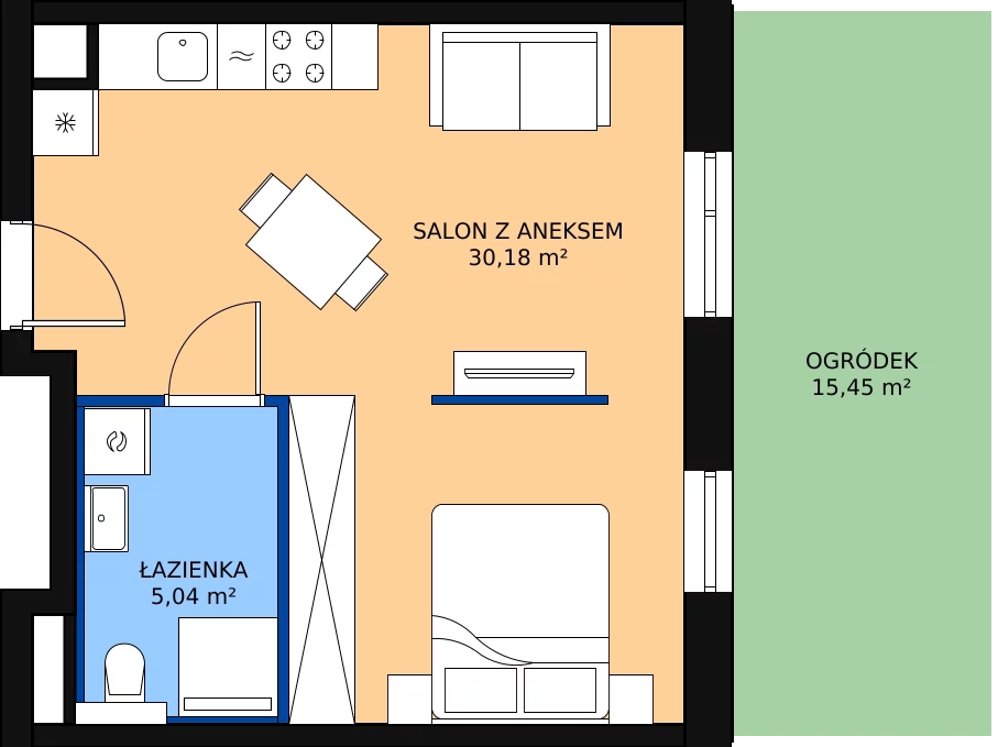 Zalety mieszkania 35.46 m², B.M002