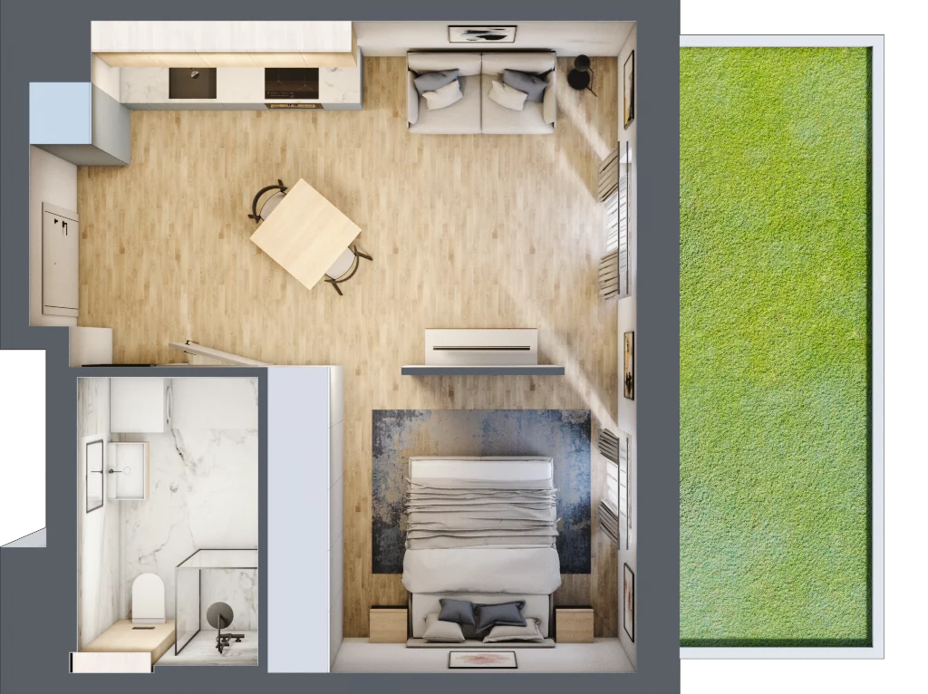 1 pokój, mieszkanie 35,46 m², parter, oferta nr B.M002, Oh! Praga, Warszawa, Praga Północ, Szmulki, ul. Białostocka 5D
