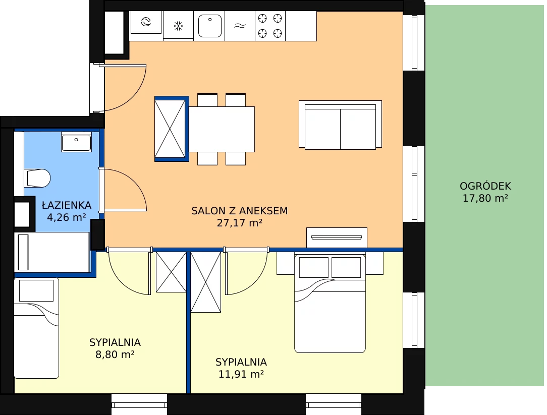 Zalety mieszkania 52.18 m², B.M003