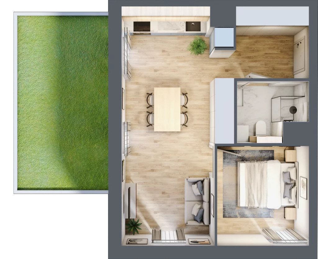 2 pokoje, mieszkanie 42,74 m², parter, oferta nr B.M004, Oh! Praga, Warszawa, Praga Północ, Szmulki, ul. Białostocka 5D