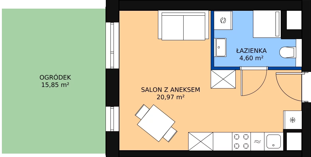 Zalety mieszkania 25.72 m², B.M005