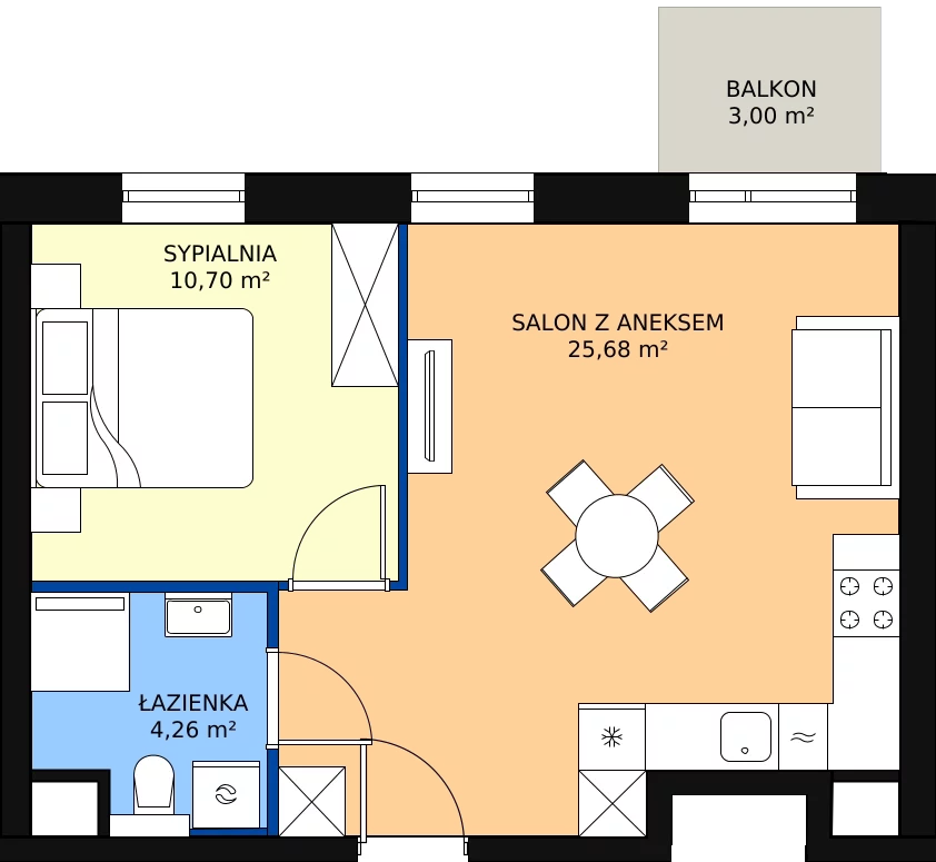 Zalety mieszkania 40.52 m², A.M006