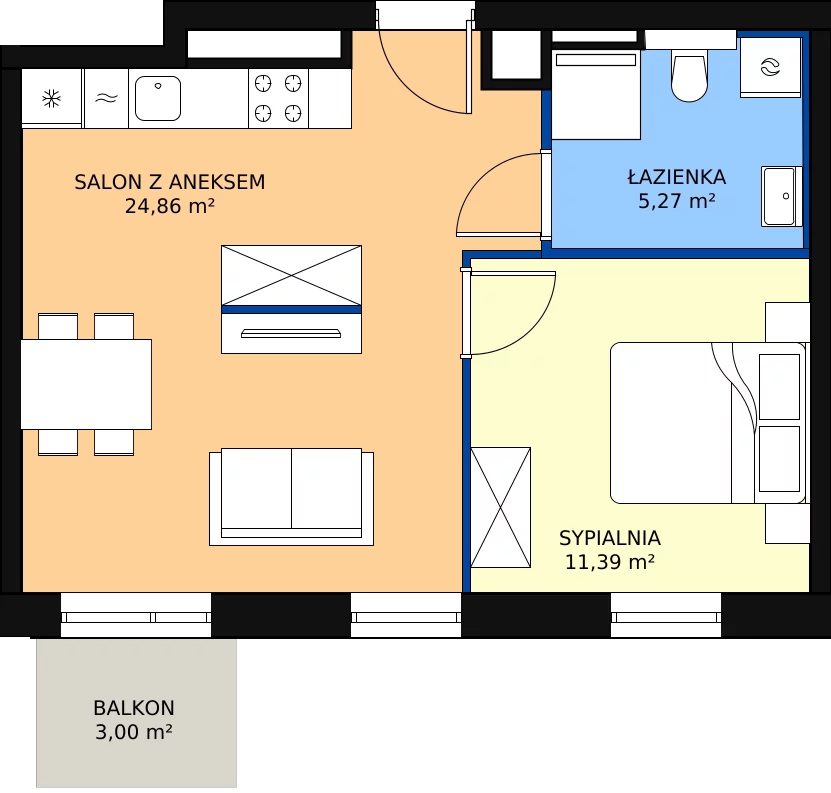 Zalety mieszkania 41.91 m², A.M009