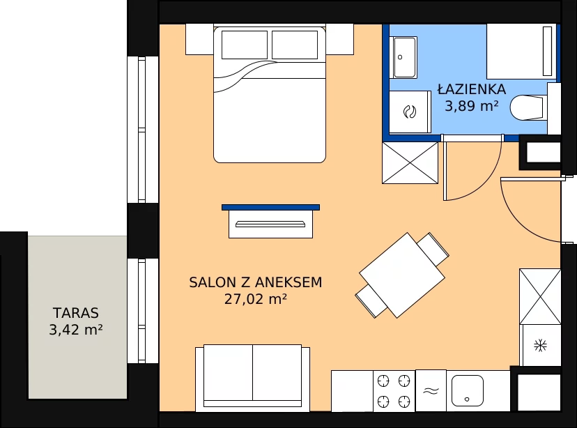 Zalety mieszkania 30.86 m², A.M014