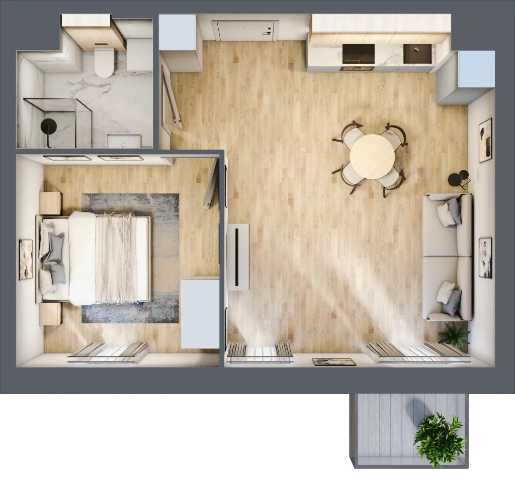 2 pokoje, mieszkanie 43,42 m², piętro 1, oferta nr A.M015, Oh! Praga, Warszawa, Praga Północ, Szmulki, ul. Białostocka 5D