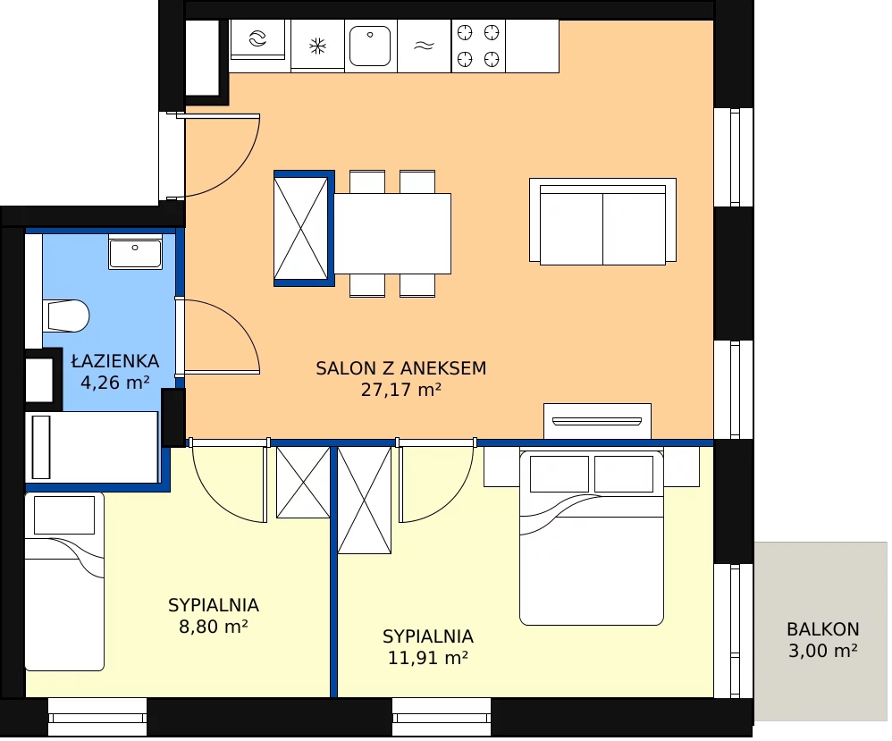 Zalety mieszkania 52.3 m², B.M019
