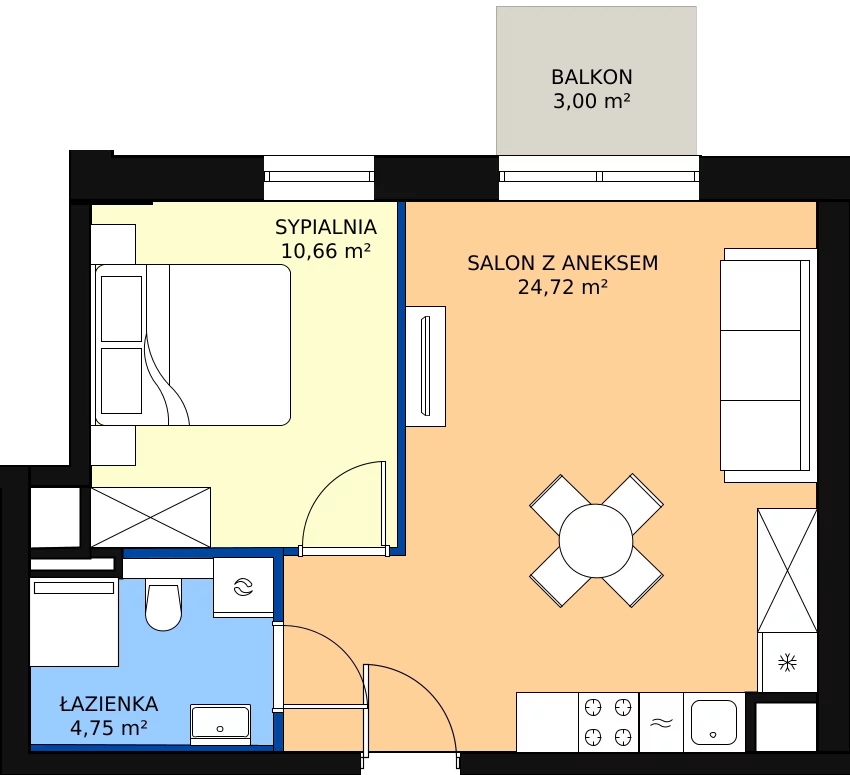 Zalety mieszkania 39.99 m², B.M028