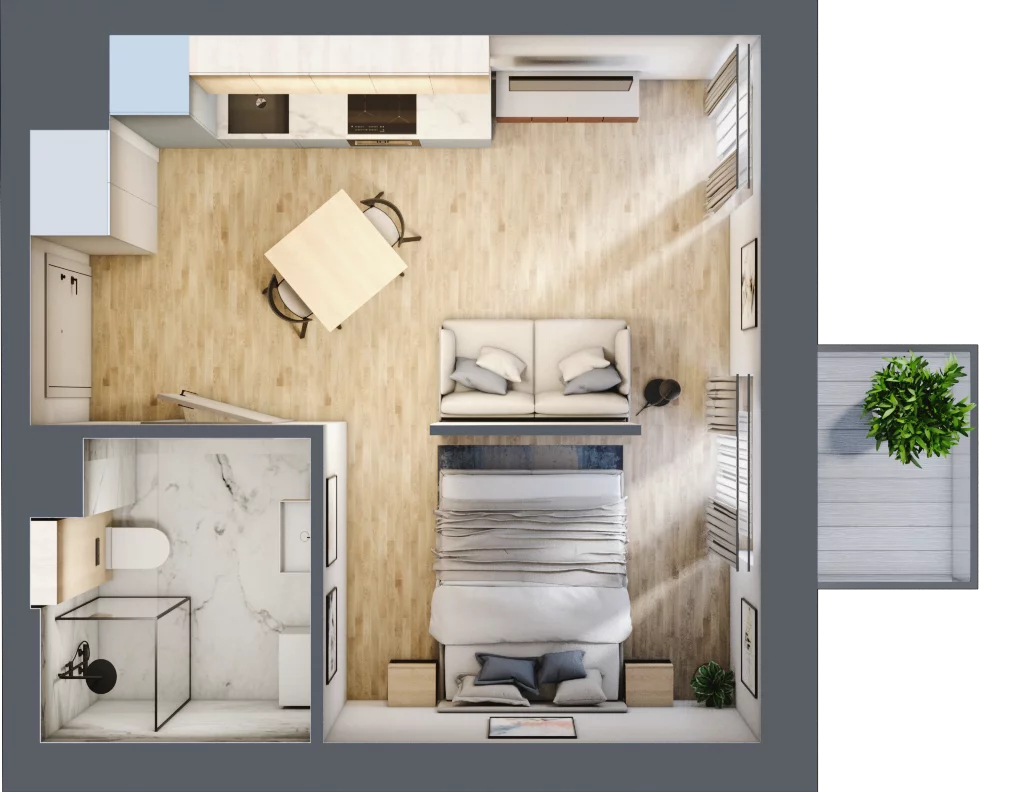 1 pokój, mieszkanie 28,28 m², piętro 2, oferta nr A.M032, Oh! Praga, Warszawa, Praga Północ, Szmulki, ul. Białostocka 5D
