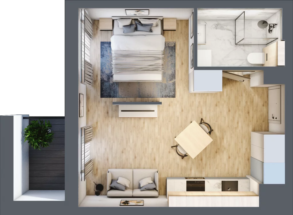 1 pokój, mieszkanie 31,85 m², piętro 2, oferta nr A.M038, Oh! Praga, Warszawa, Praga Północ, Szmulki, ul. Białostocka 5D