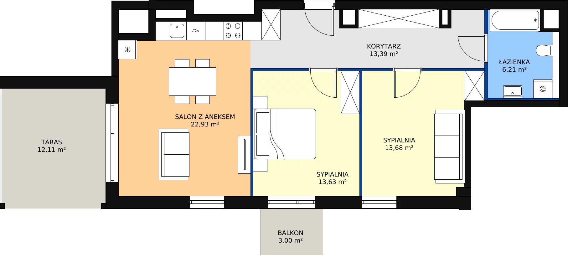 Zalety mieszkania 69.84 m², B.M042
