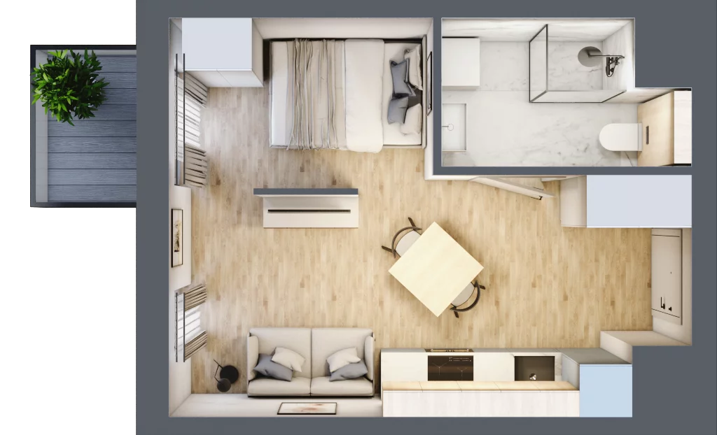 1 pokój, mieszkanie 25,78 m², piętro 2, oferta nr B.M045, Oh! Praga, Warszawa, Praga Północ, Szmulki, ul. Białostocka 5D